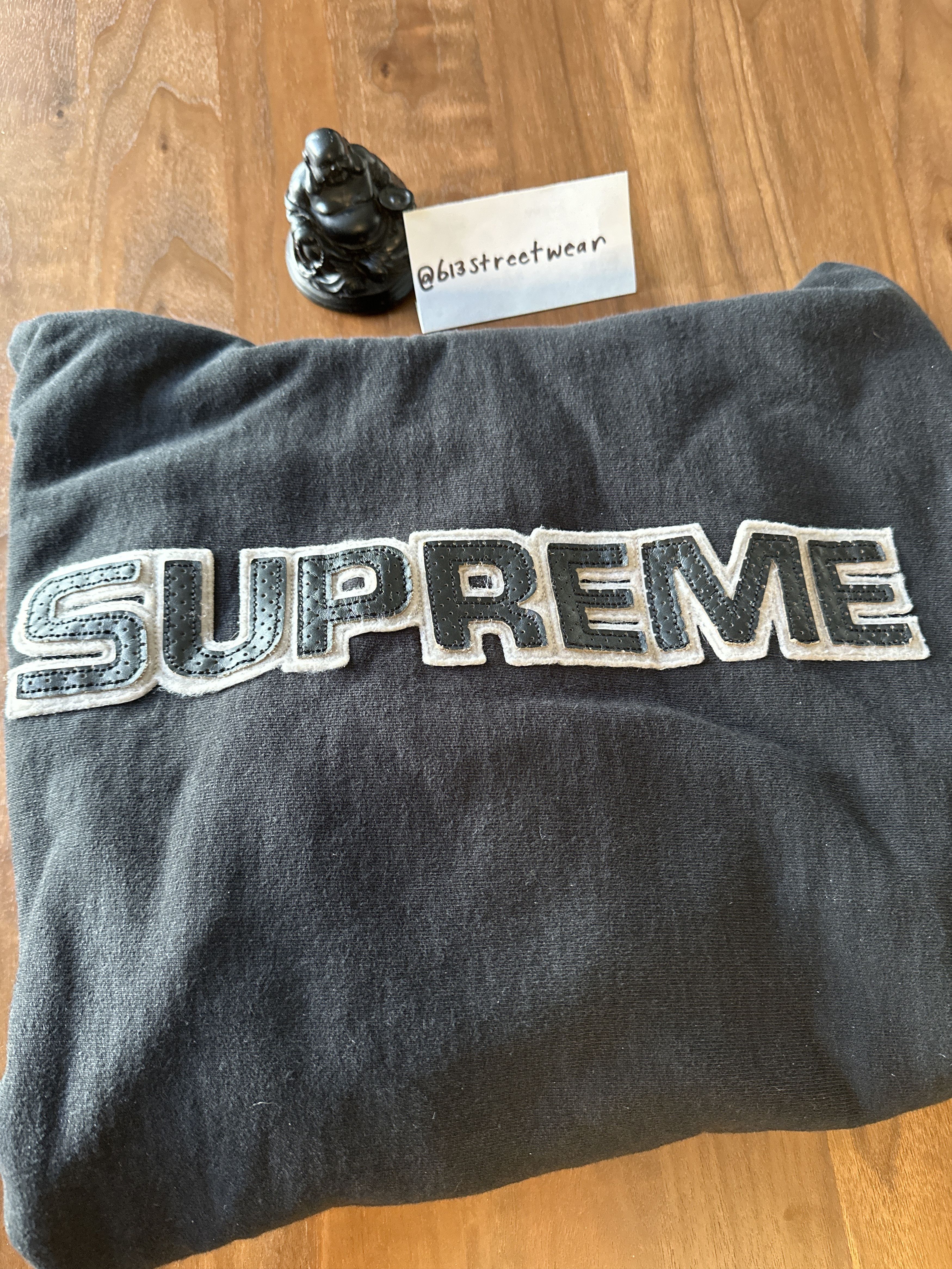 image of Supreme Perforated Leather Hoodie in Black, Men's (Size Large)