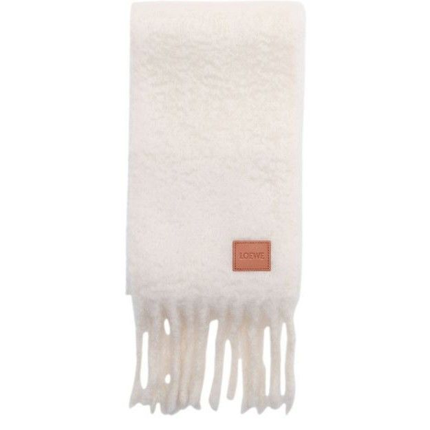 LOEWE White Mohair Wool Scarf New & Authentic