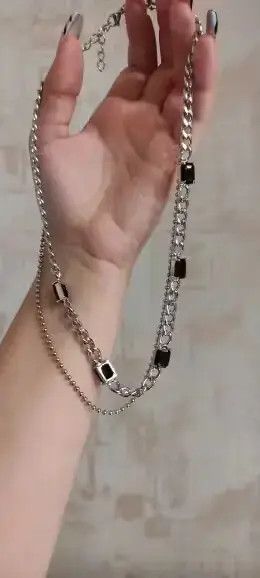 Jewelry Double Layer Cuban Chain Necklace Size ONE SIZE - 2 Thumbnail