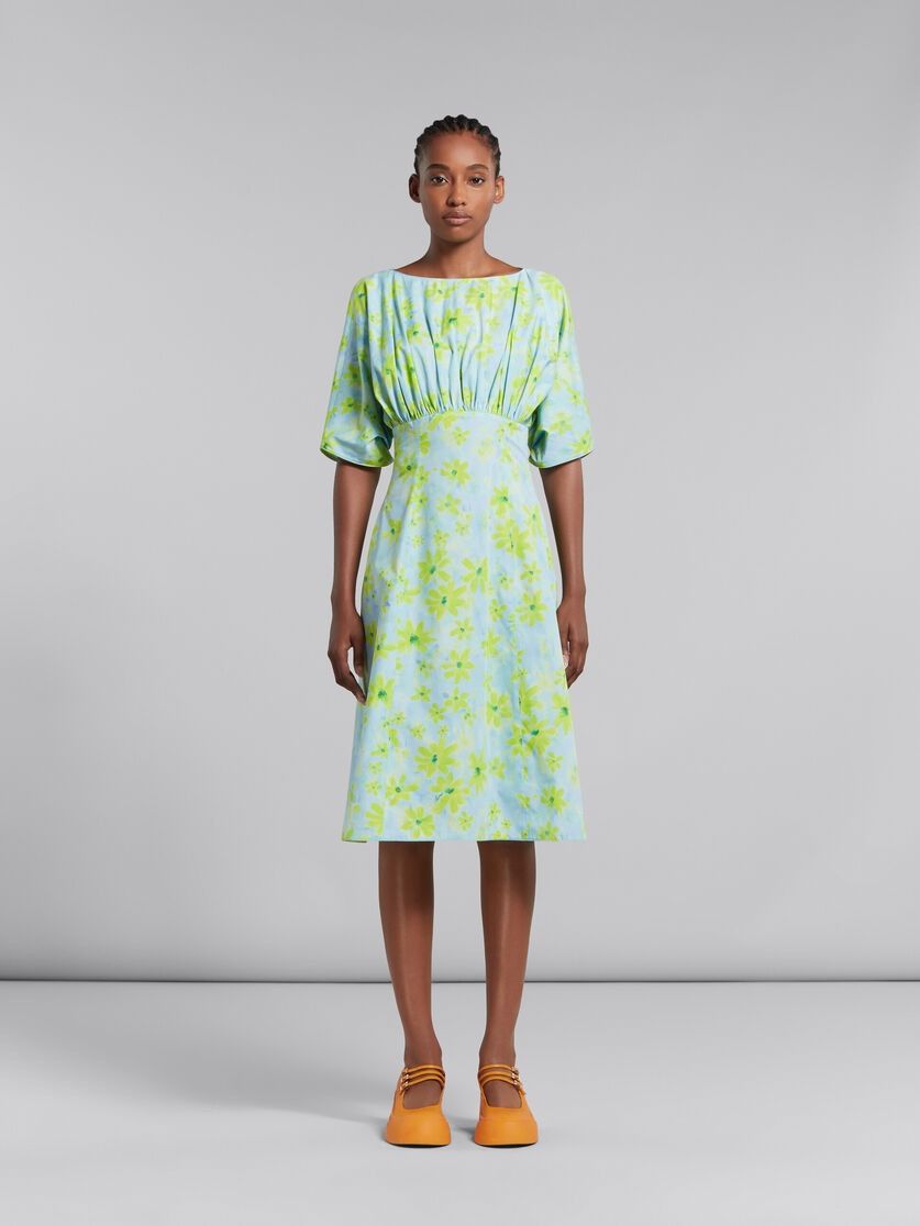 Marni o1w1db10125 Floral Print Cotton Dress in Multicolor Size L / US 10 / IT 46 - 2 Thumbnail