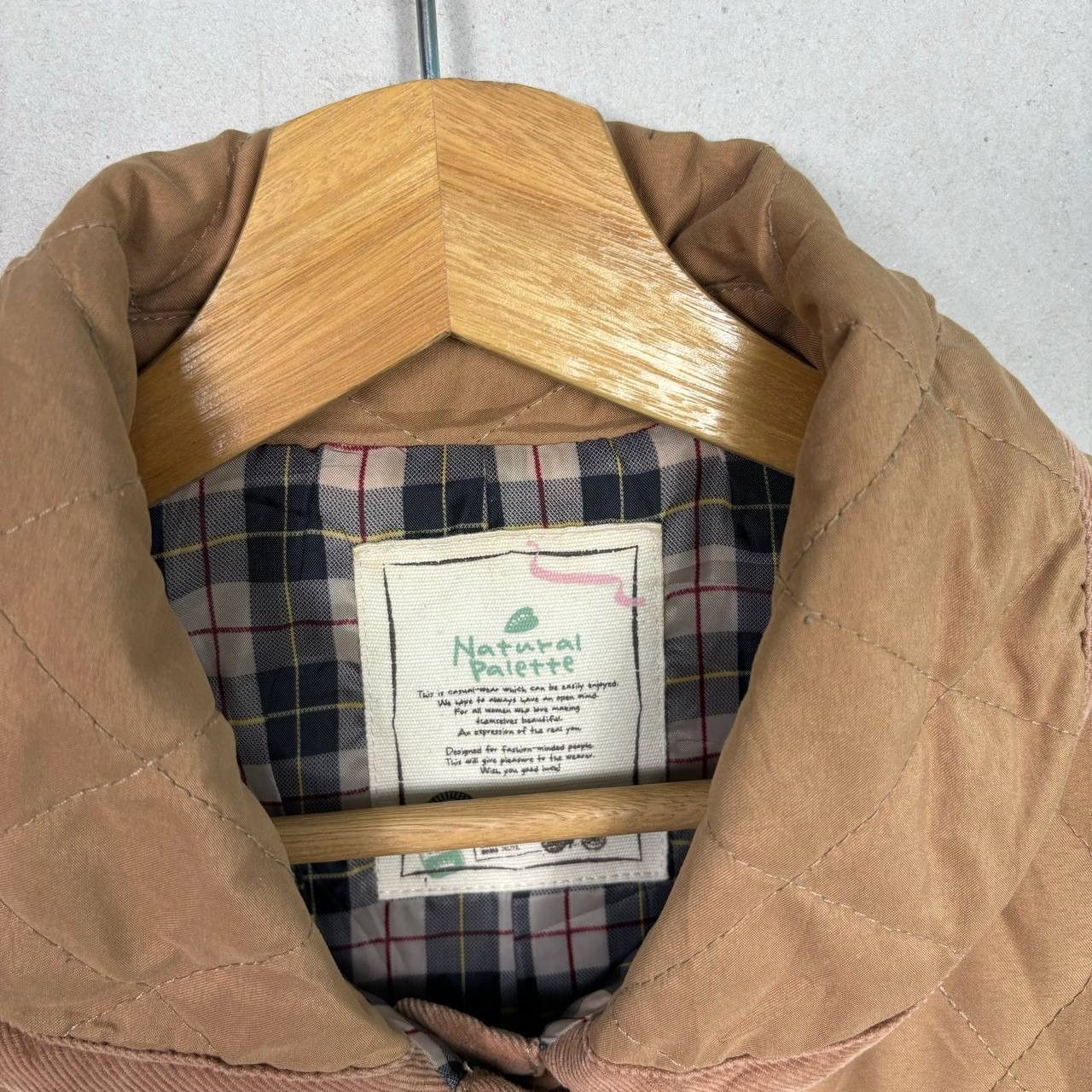 Harris Tweed Quilted Jacket Natural Palette Brown M
