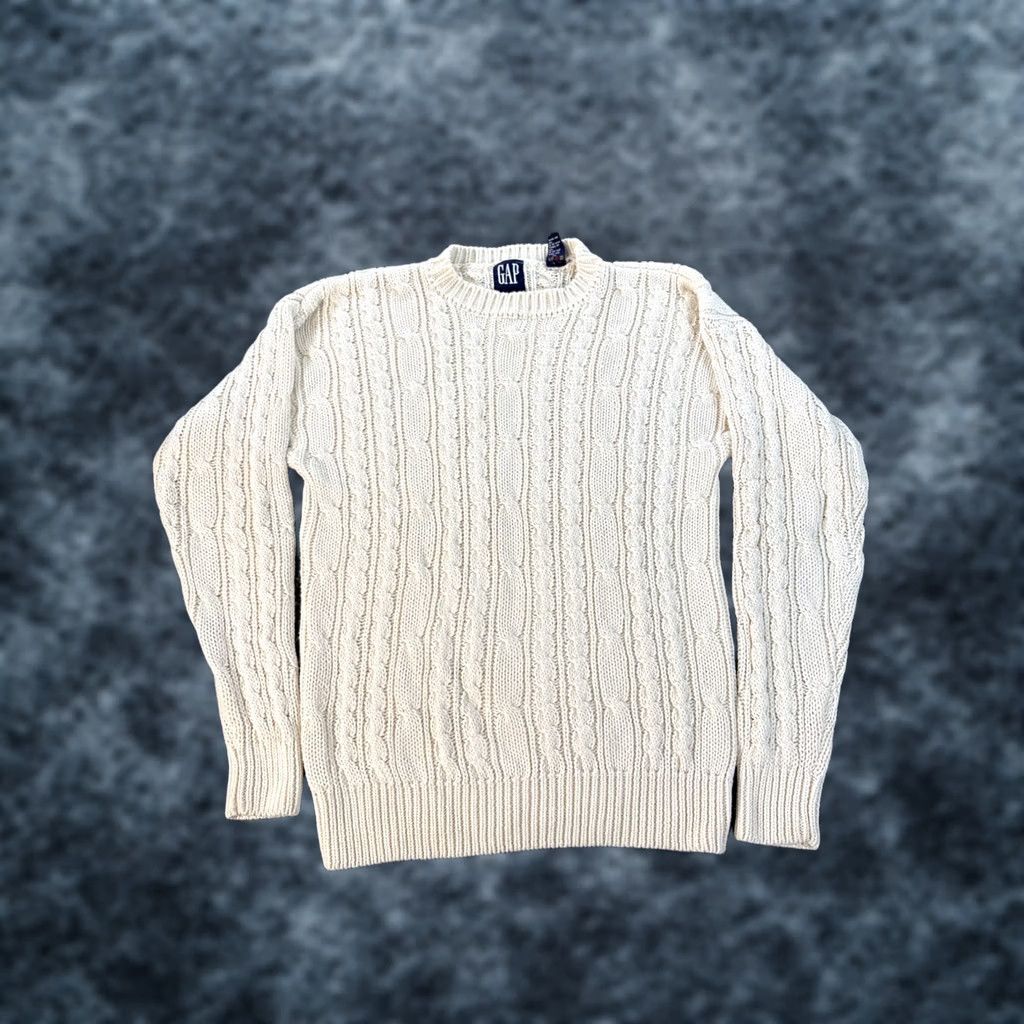 Gap VINTAGE Gap Sweater Womens Medium Cable-Knit Ivory Oversized 90s Pullover Mens? Womens Size M / US 6-8 / IT 42-44 - 1 Thumbnail