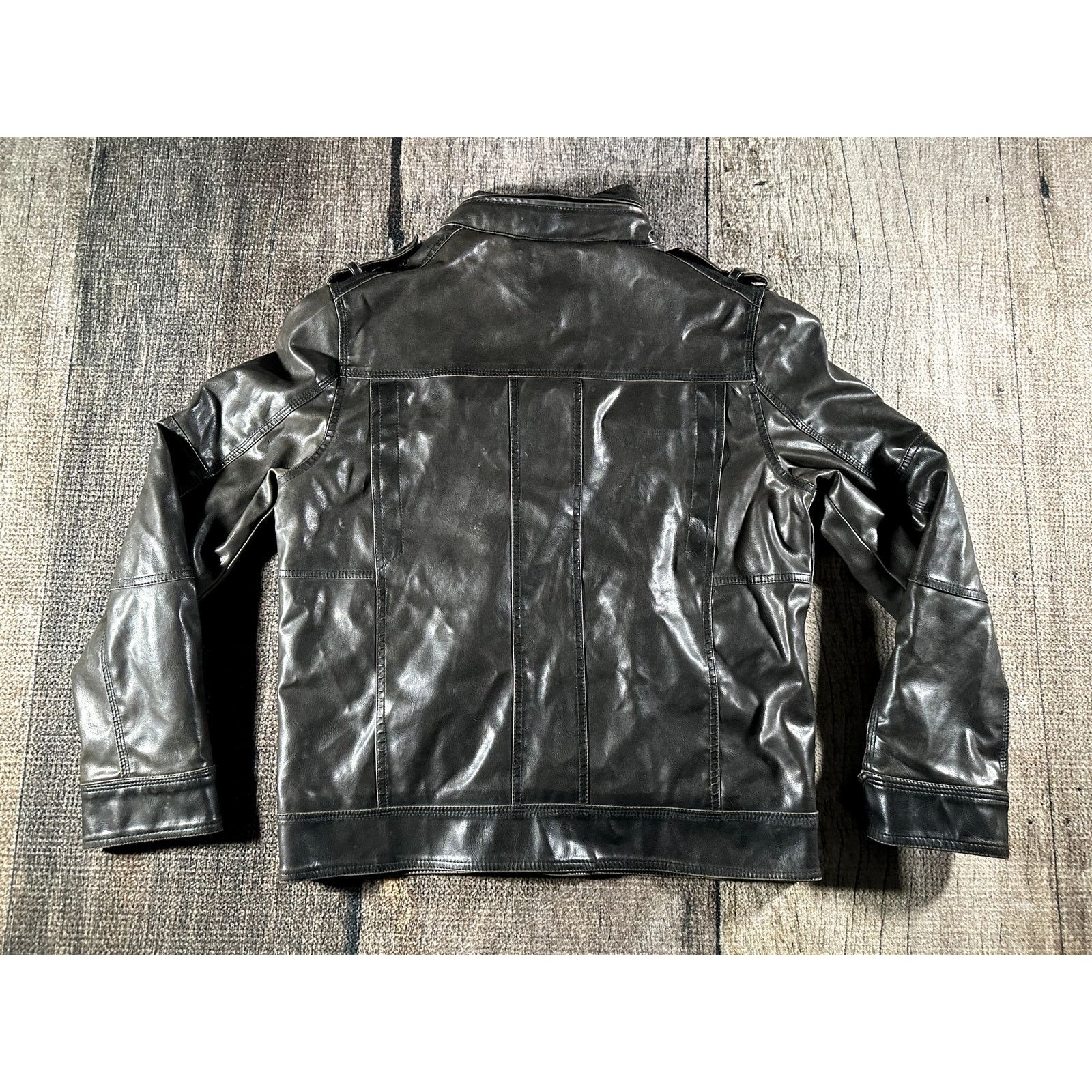 Levi's Levis Jacket Mens Medium Dk Brown Faux Leather Stowaway Hood Size US M / EU 48-50 / 2 - 8 Thumbnail