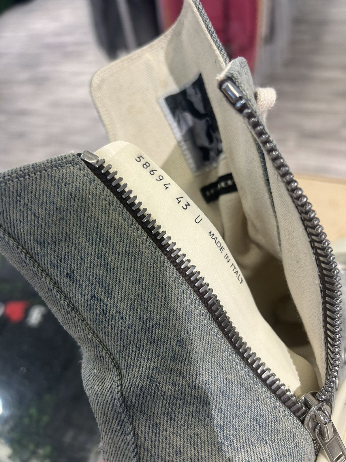 Rick Owens DRKSHDW Distressed Denim High-Top Sneakers