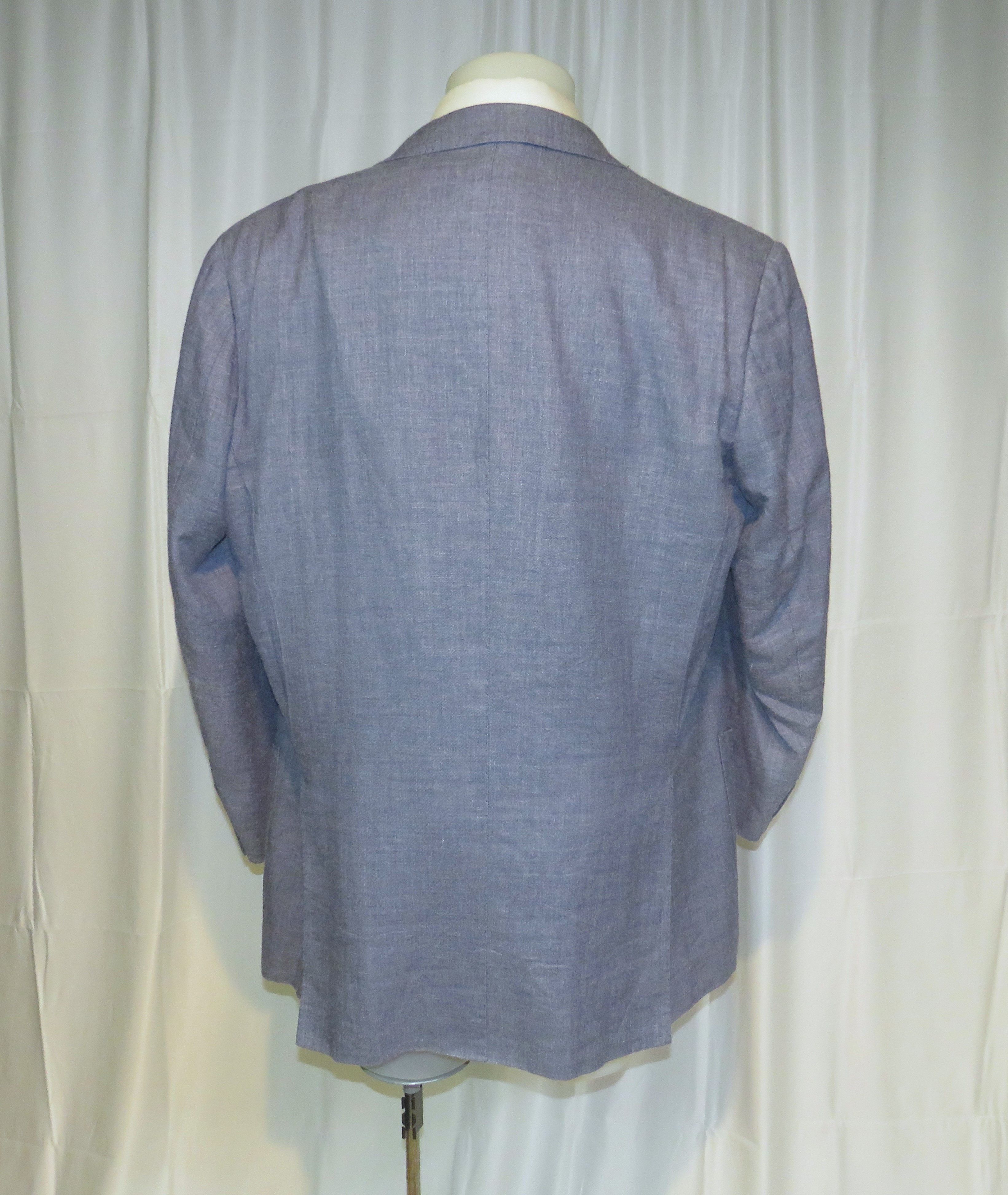 Cesare Attolini Pale Blue Chambray Cashmere Linen Three Button Blazer 48R Size 48R - 10 Thumbnail