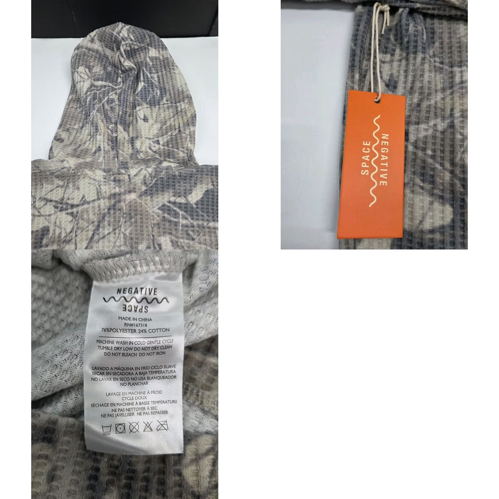 Vintage Negative Space Hoodie Mens M NWT Camo Waffle Knit Pullover Size Size US M / EU 48-50 / 2 - 8 Thumbnail