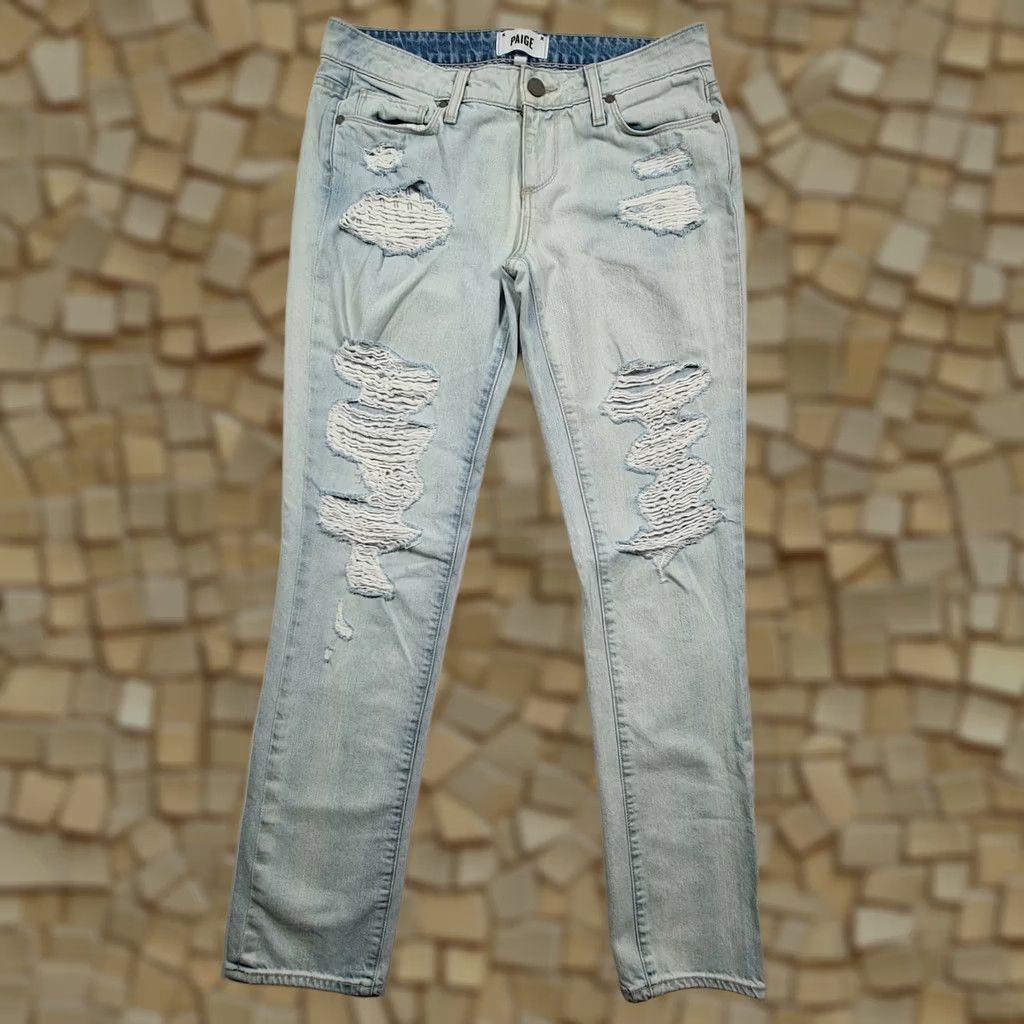 Paige Paige Womens Jeans W26 Skinny Low Rise Distressed Boyfriend Fit Denim Size 26" / US 2 / IT 38 - 1 Thumbnail