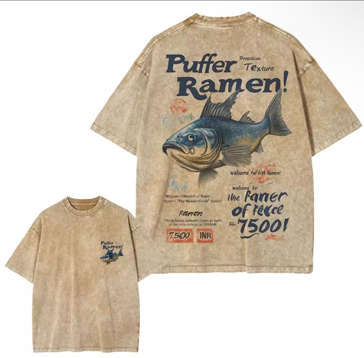 Japanese Brand Y2K Vintage Fish Ramen Art Print Distressed T-Shirt Size US M / EU 48-50 / 2 - 2 Thumbnail