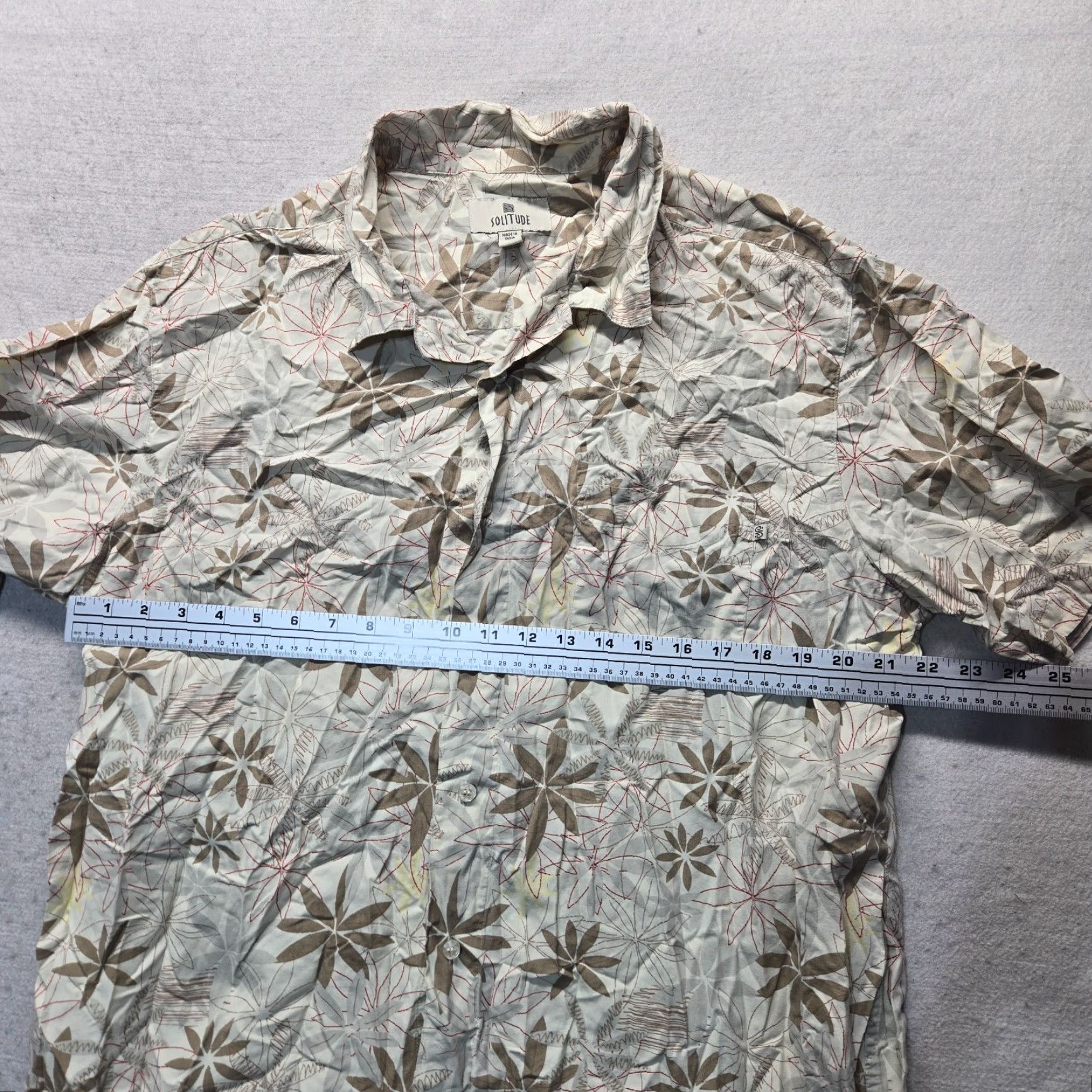 Vintage VINTAGE Solitude Shirt Palm Tree Button-Up Pocket Adult Men XL Beige Hawaiian Shirt Size US XL / EU 56 / 4 - 4 Thumbnail