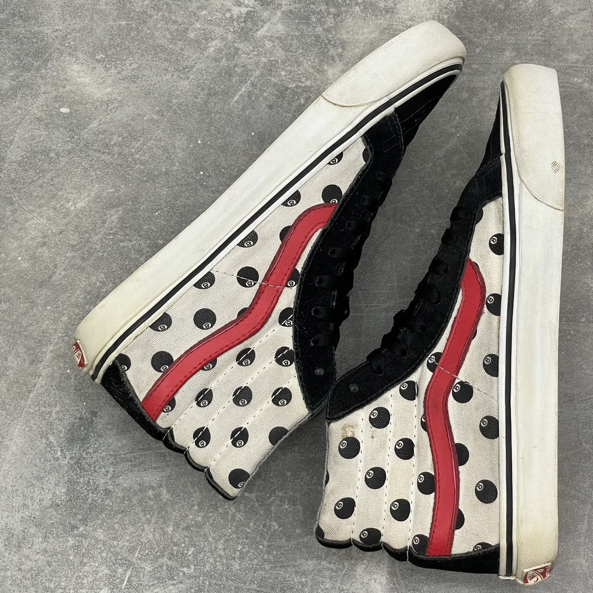 Stussy × Vans Stussy x Vans Vault Sk8-Hi LX 8-Ball UK8 US9 White Red Rare Size US 9 / EU 42 - 8 Thumbnail