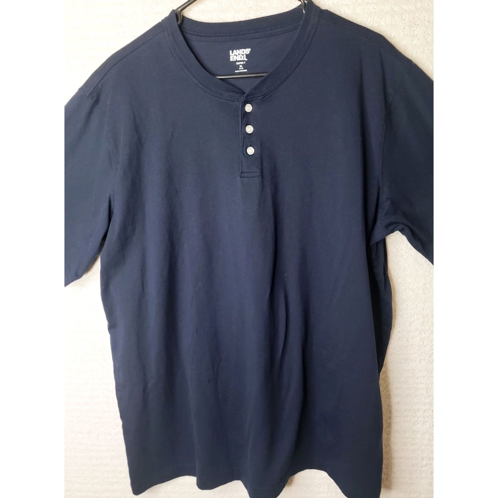 Lands' End VINTAGE Lands End Super Tee T-Shirt Henley Short Sleeve Navy Blue XS? Size US XL / EU 56 / 4 - 2 Thumbnail