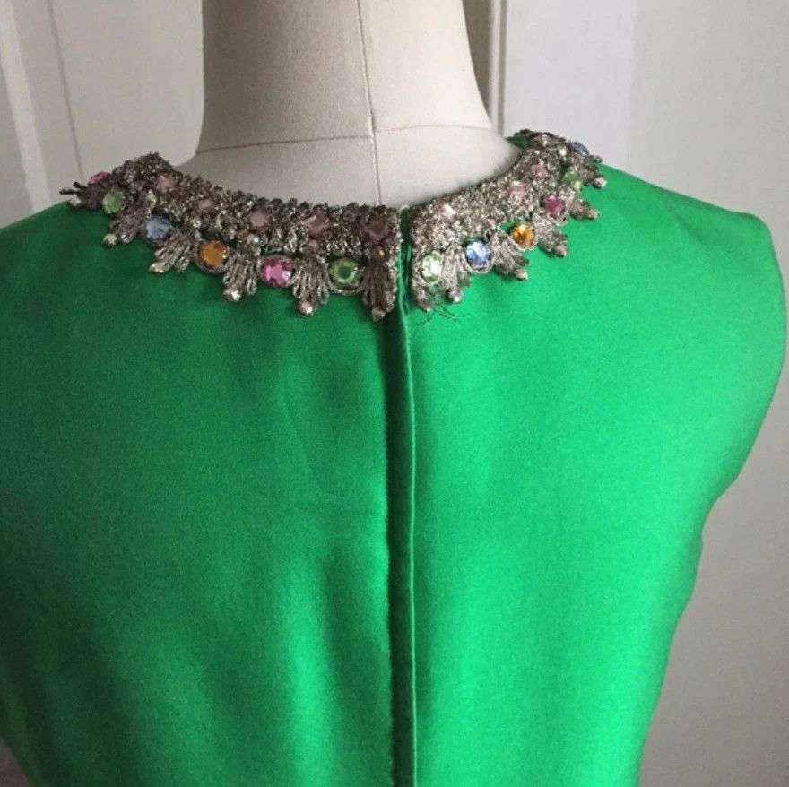 Other Vintage 1960s Halle Bros. Specialty Shop Emerald Shift Dress Size M / US 6-8 / IT 42-44 - 3 Thumbnail