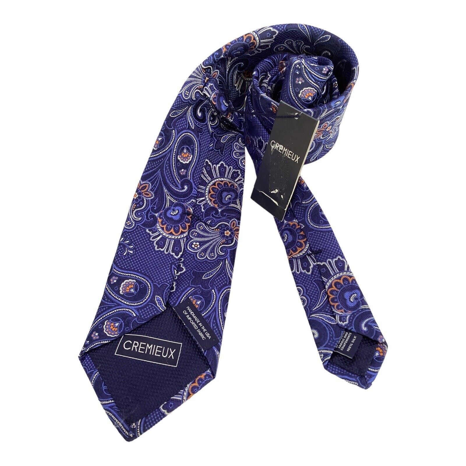 Cremieux CREMIEUX Blue Paisley Luxury Silk Tie Hand Made In Made USA Size ONE SIZE - 2 Thumbnail