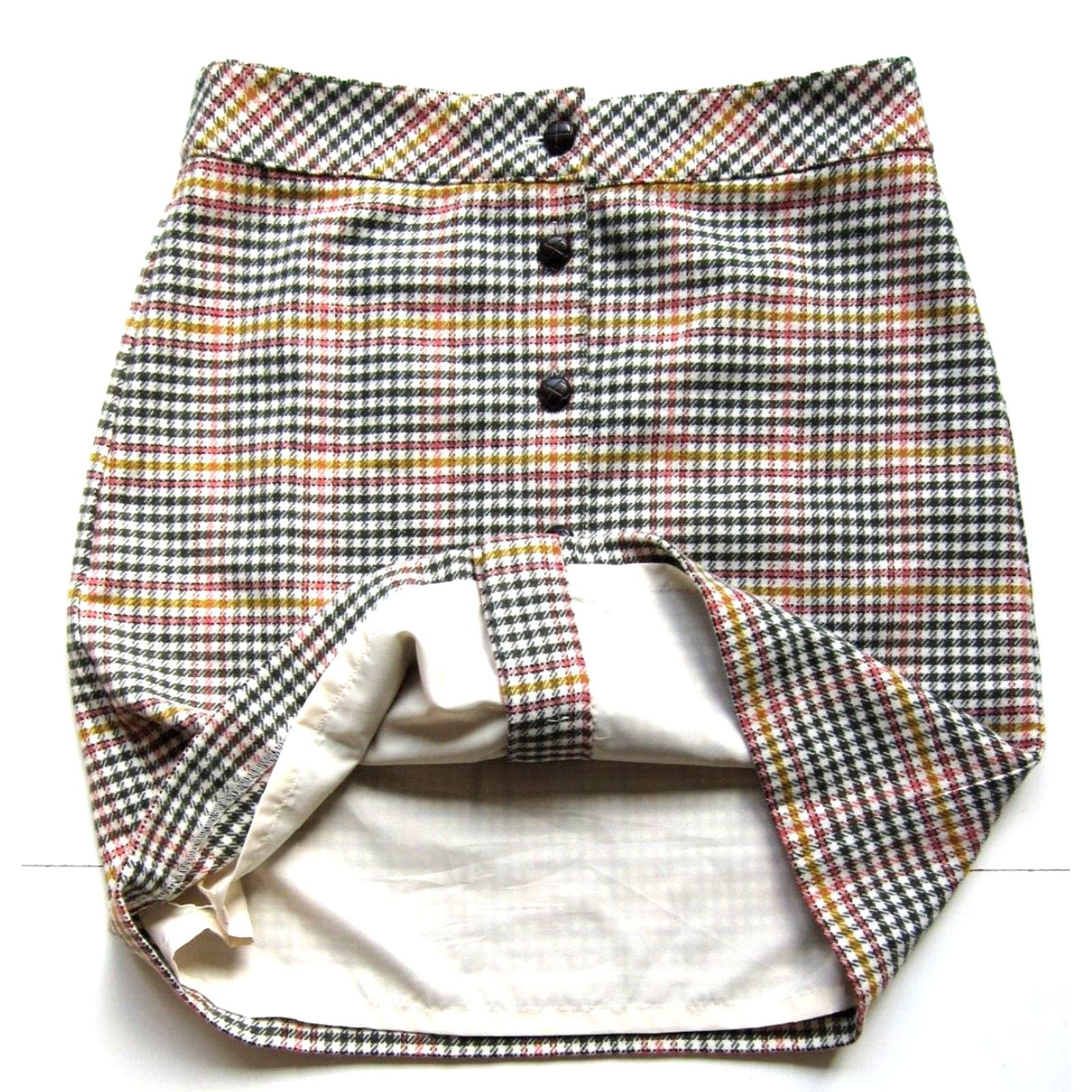 Talbots VINTAGE Talbots Wool Pink Green Yellow Plaid Button Down Pencil Skirt Women 10 Size 32" / US 10 / IT 46 - 4 Thumbnail