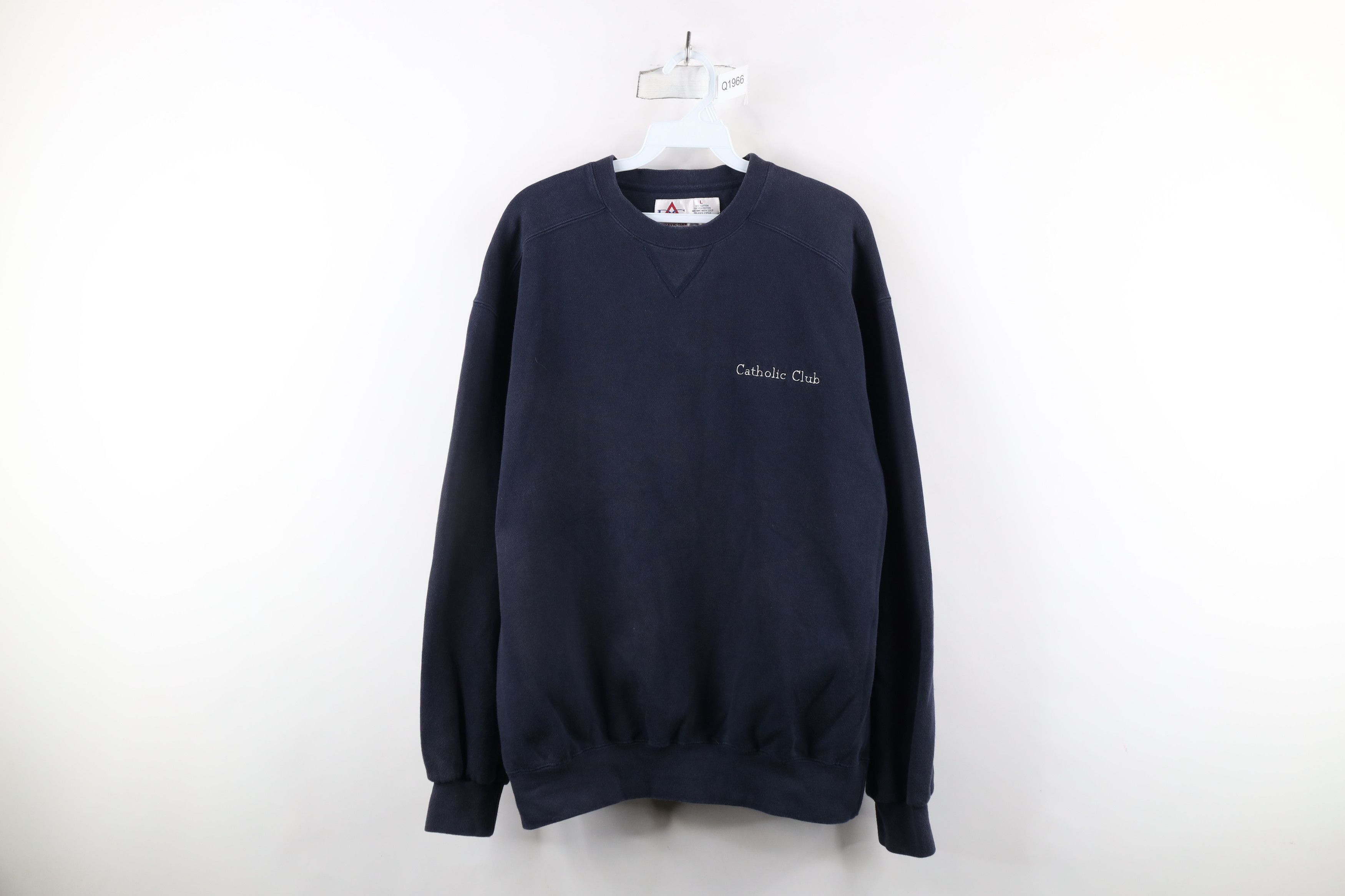 Vintage Vintage 90s Spell Out Catholic Club Crewneck Sweatshirt Size US L / EU 52-54 / 3 - 1 Thumbnail