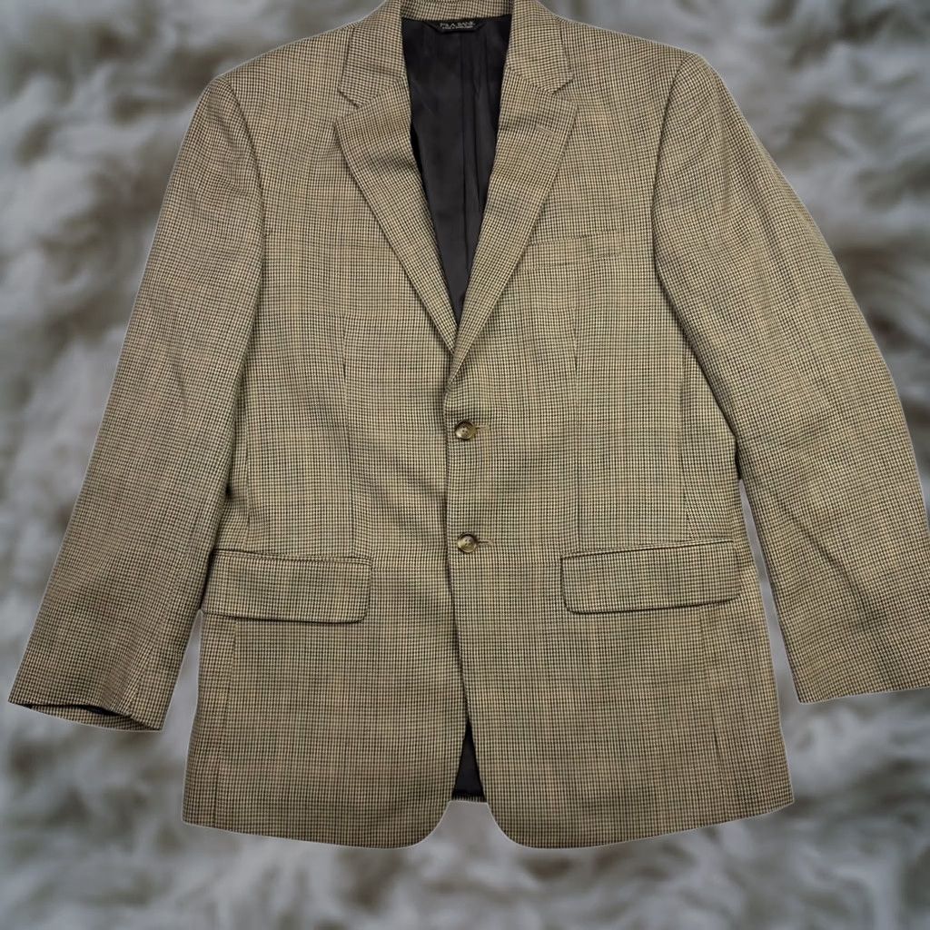 Jos. A. Bank Jos. A. Bank Men’s 100% Wool 2-Button Blazer Jacket Brown Houndstooth 40R Mens Jacket, Blazer, Wool, 2-Button, Notch Lapel, Regular Fit Size 40R - 1 Thumbnail