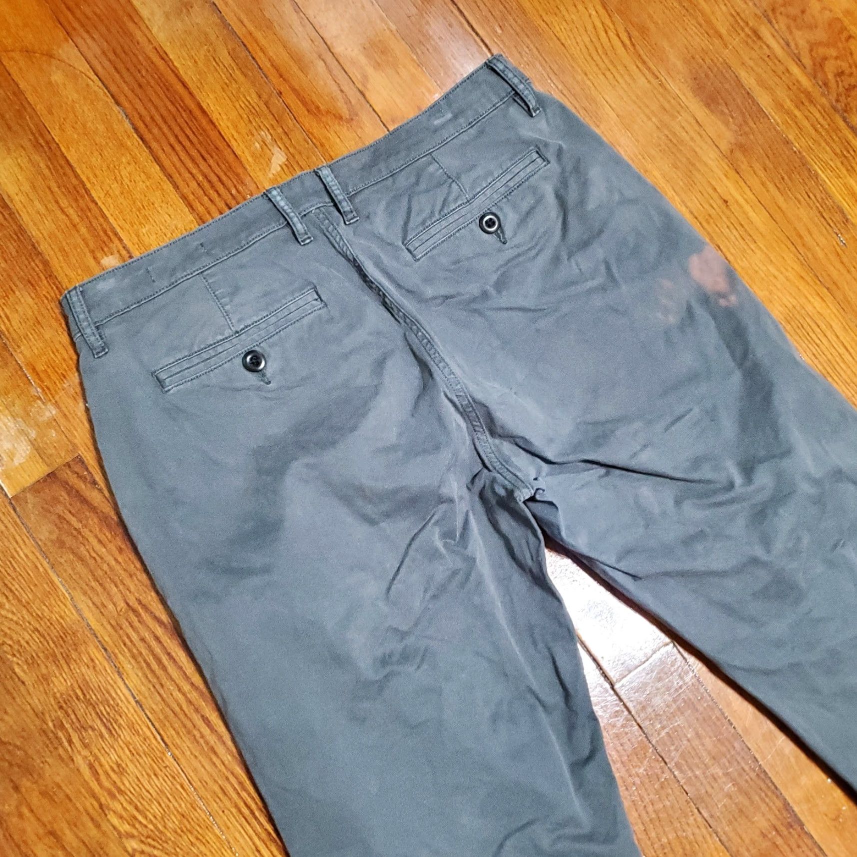 Flint And Tinder Flint & Tinder Pants Mens 32x32 Chino Straight Slim Gray 5-Pocket Zipper Button Logo Street City USA Vintage: No Size US 32 / EU 48 - 3 Thumbnail
