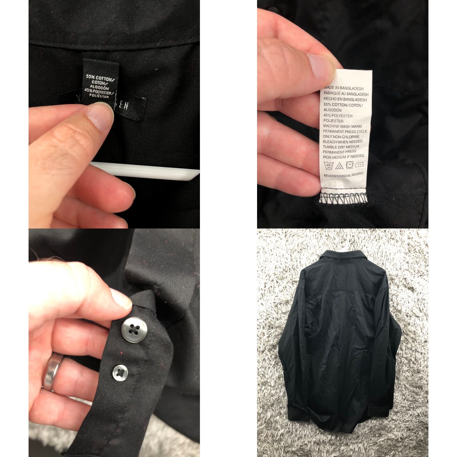 Van Heusen Van Heusen Shirt XL Mens Black Long Sleeve Spread Collar Button-Up Casual Classic Modern Size US XL / EU 56 / 4 - 8 Thumbnail