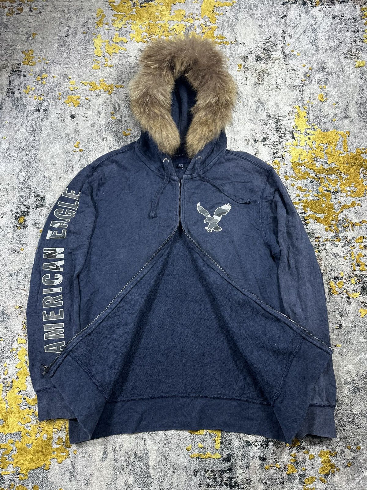 American Eagle Outfitters × If Six Was Nine × Le Grande Bleu (L.G.B.) CRAZY FADED FUR ZIPHOODIE AMERICAN EAGLE IFSIXWASNINE STYLE Size US XL / EU 56 / 4 - 5 Thumbnail
