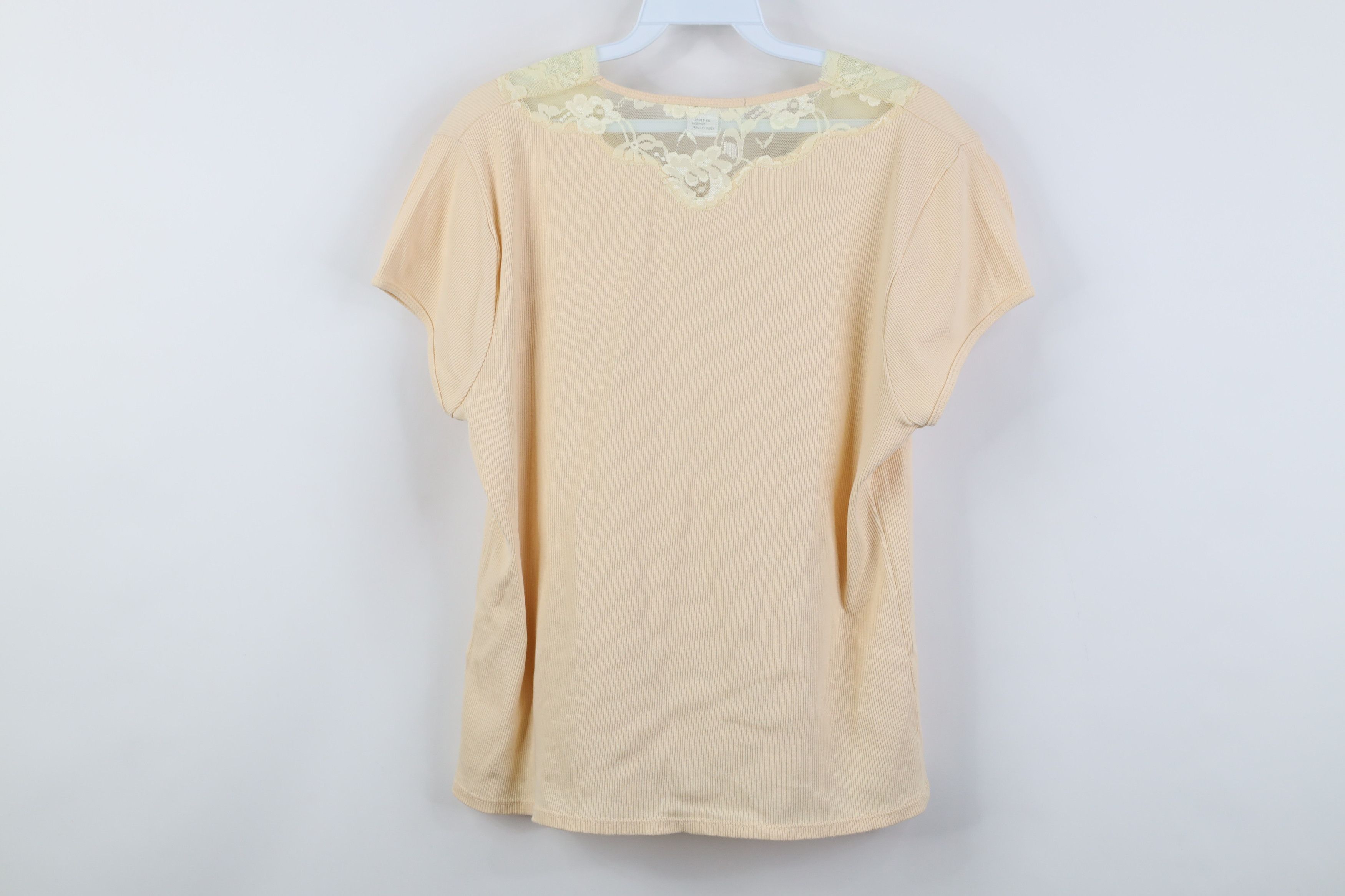 Vintage Vintage 90s Streetwear Flower Ribbed Knit T-Shirt Yellow Size XL / US 12-14 / IT 48-50 - 8 Thumbnail