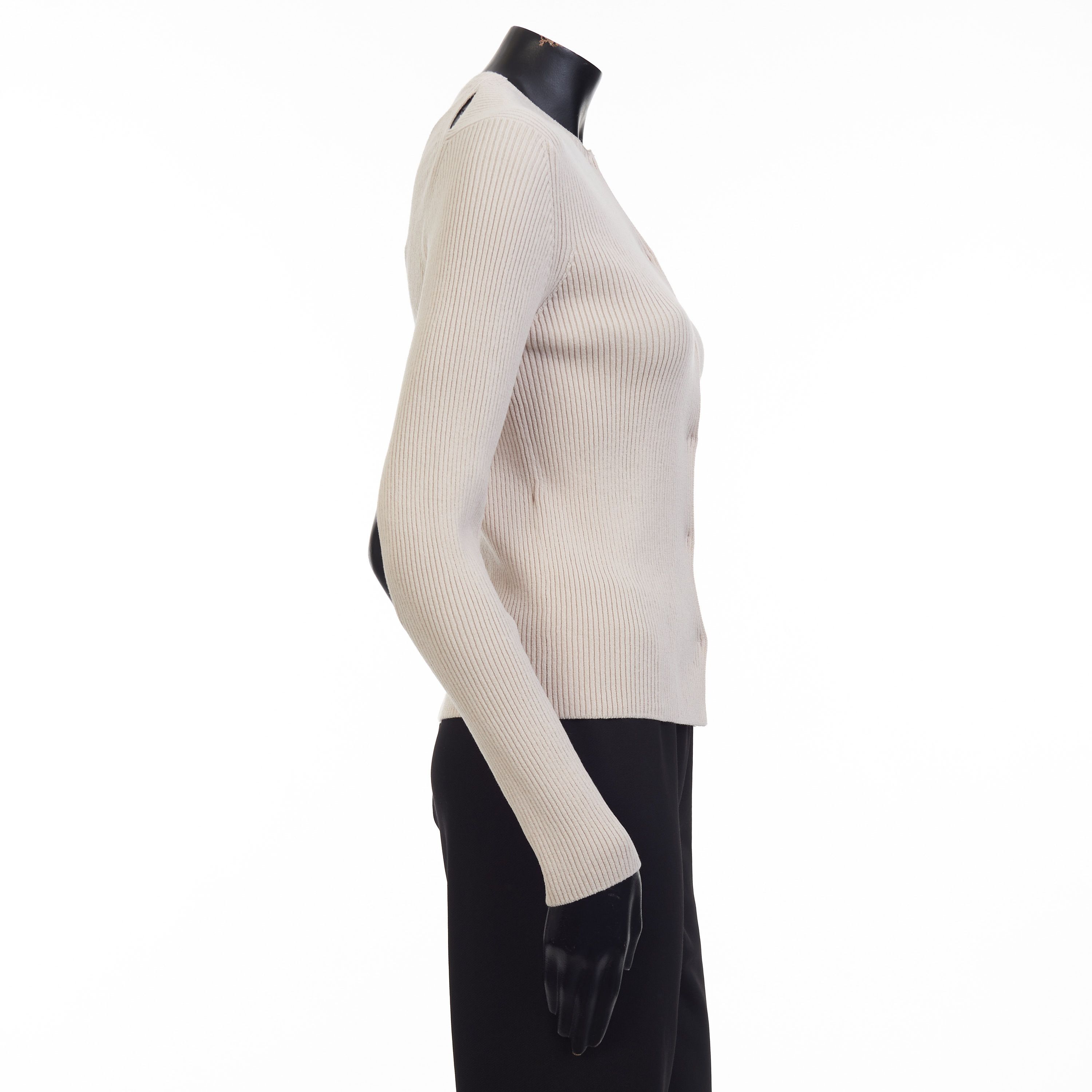 Fendi Beige Cotton Cardigan - Rib Knit, Snap Closure Size M / US 6-8 / IT 42-44 - 7 Thumbnail
