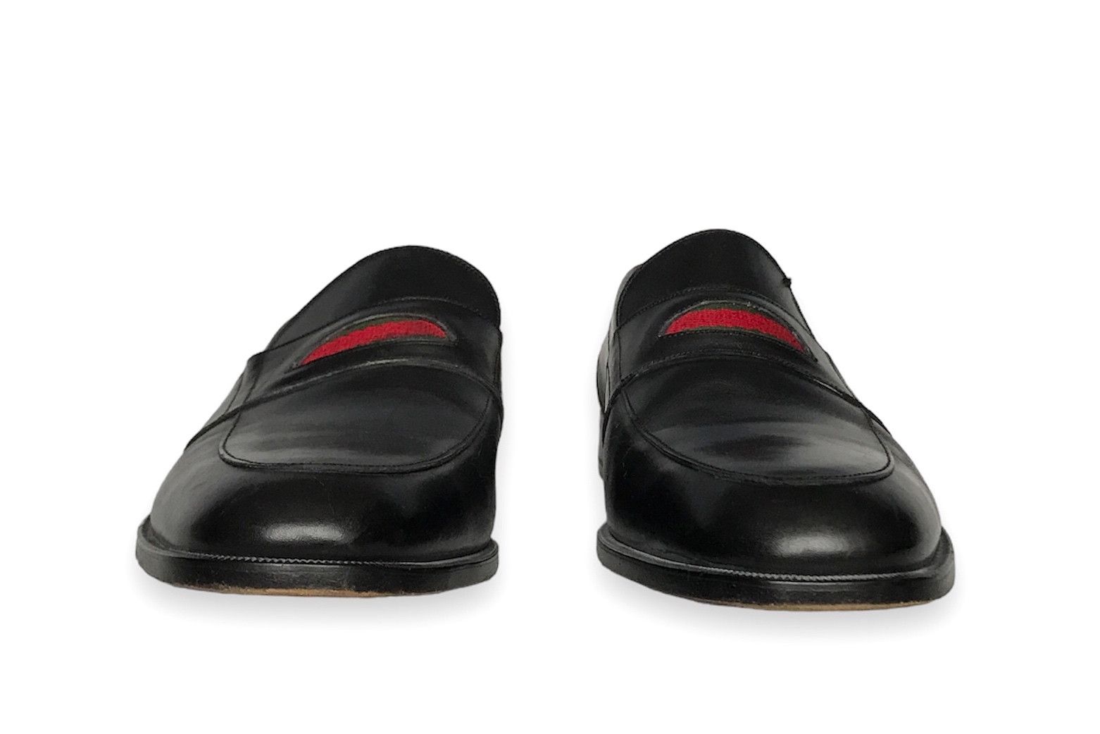 Gucci ICON GUCCI WEB SLIP ON LOAFERS BLACK SMOOTH LEATHER EU42 UK8 Size US 8.5 / EU 41-42 - 4 Thumbnail