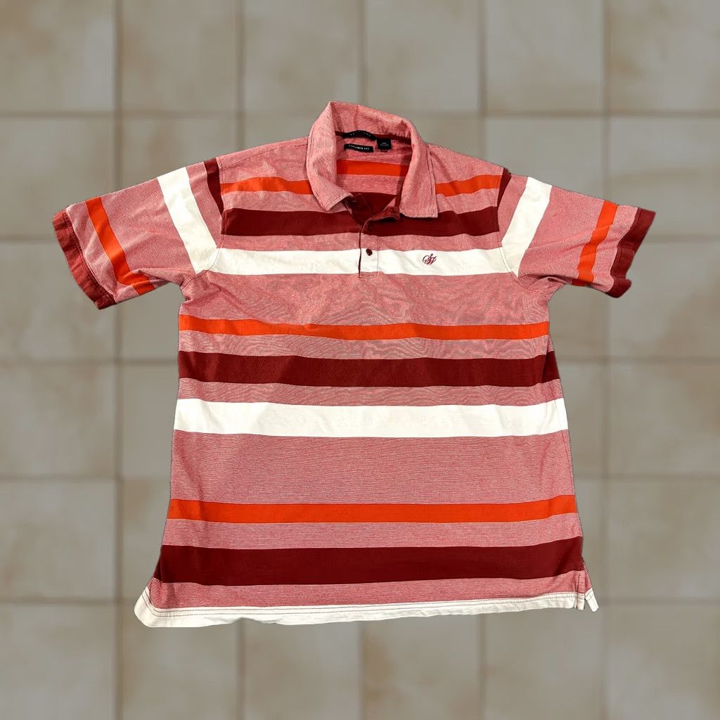 Sean John Sean John polo shirt Mens 3XL orange white red striped knit cotton Button Logo Casual Summer Spring Golf Mens Size US XXL / EU 58 / 5 - 1 Thumbnail