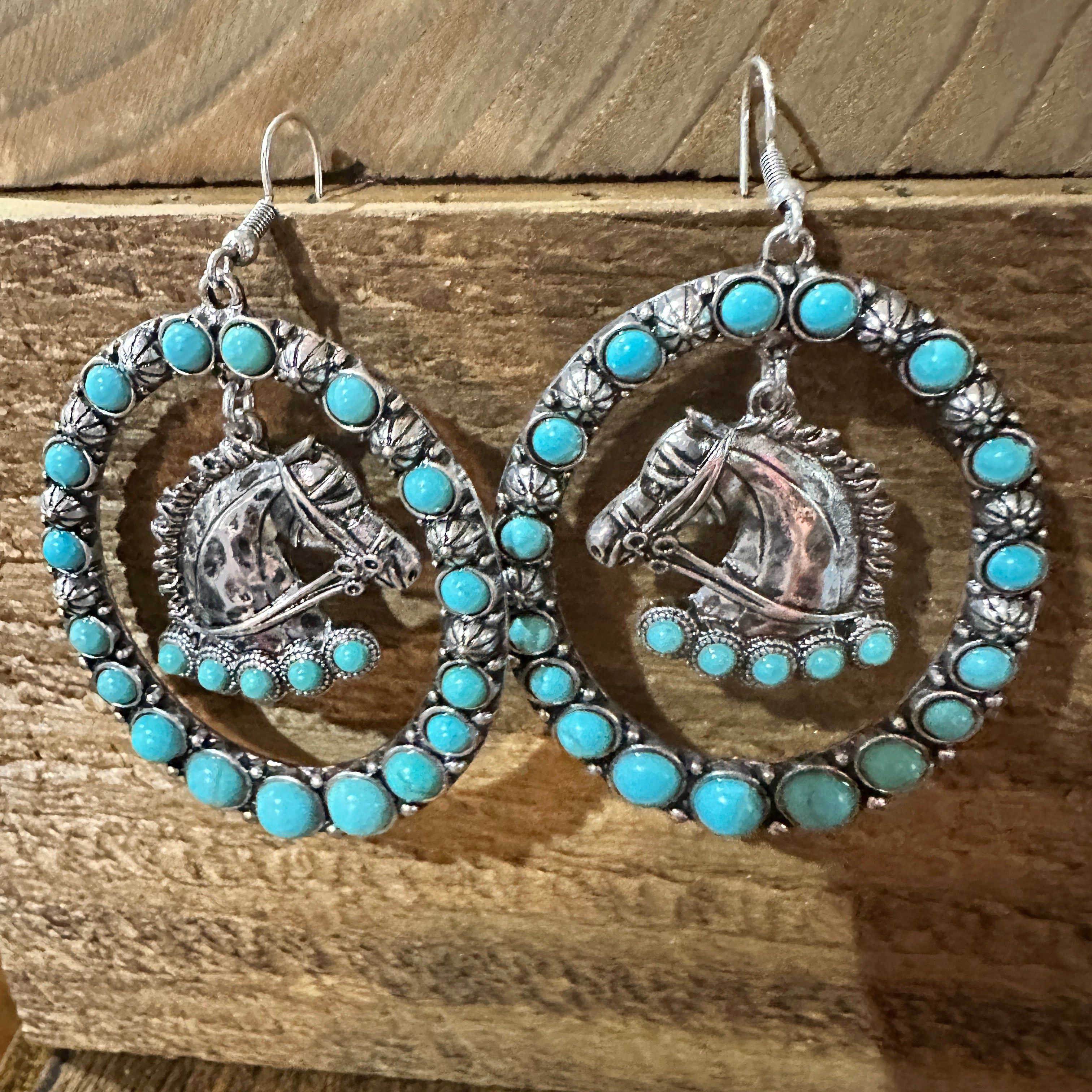 Other Boho Vibrant Turquoise Horse Estuarian Charm Statement Earr Size ONE SIZE - 3 Thumbnail