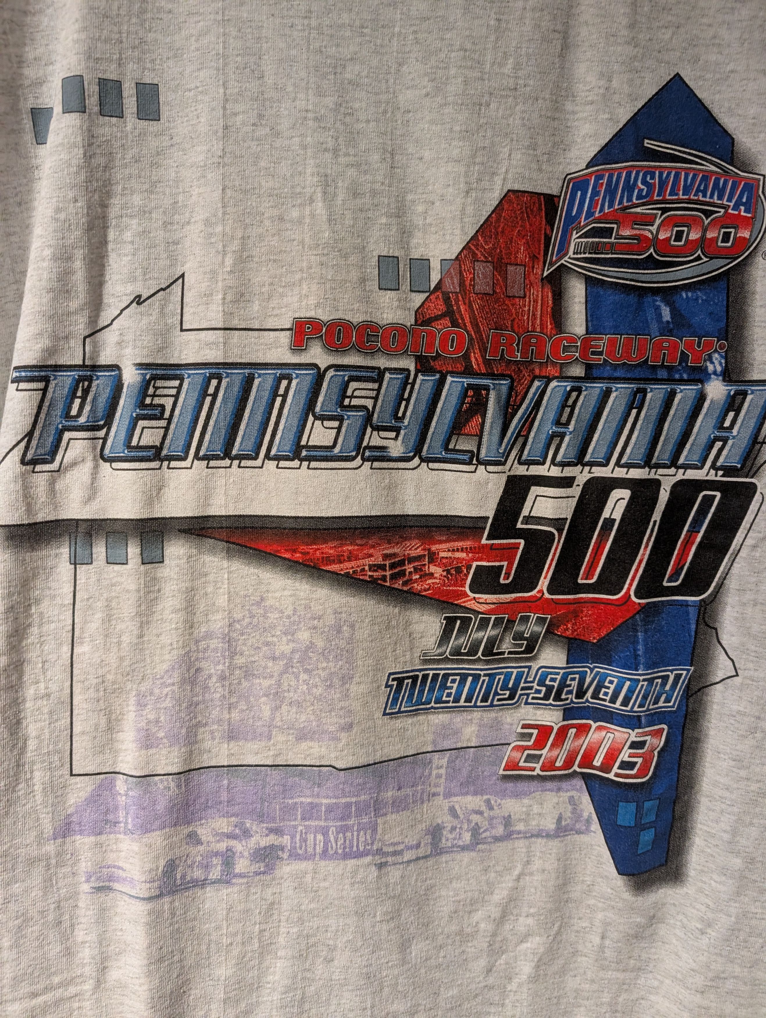 NASCAR Vintage 2003 Pennsylvania 500 Pocono Raceway NASCAR T-Shirt Size US XL / EU 56 / 4 - 4 Thumbnail