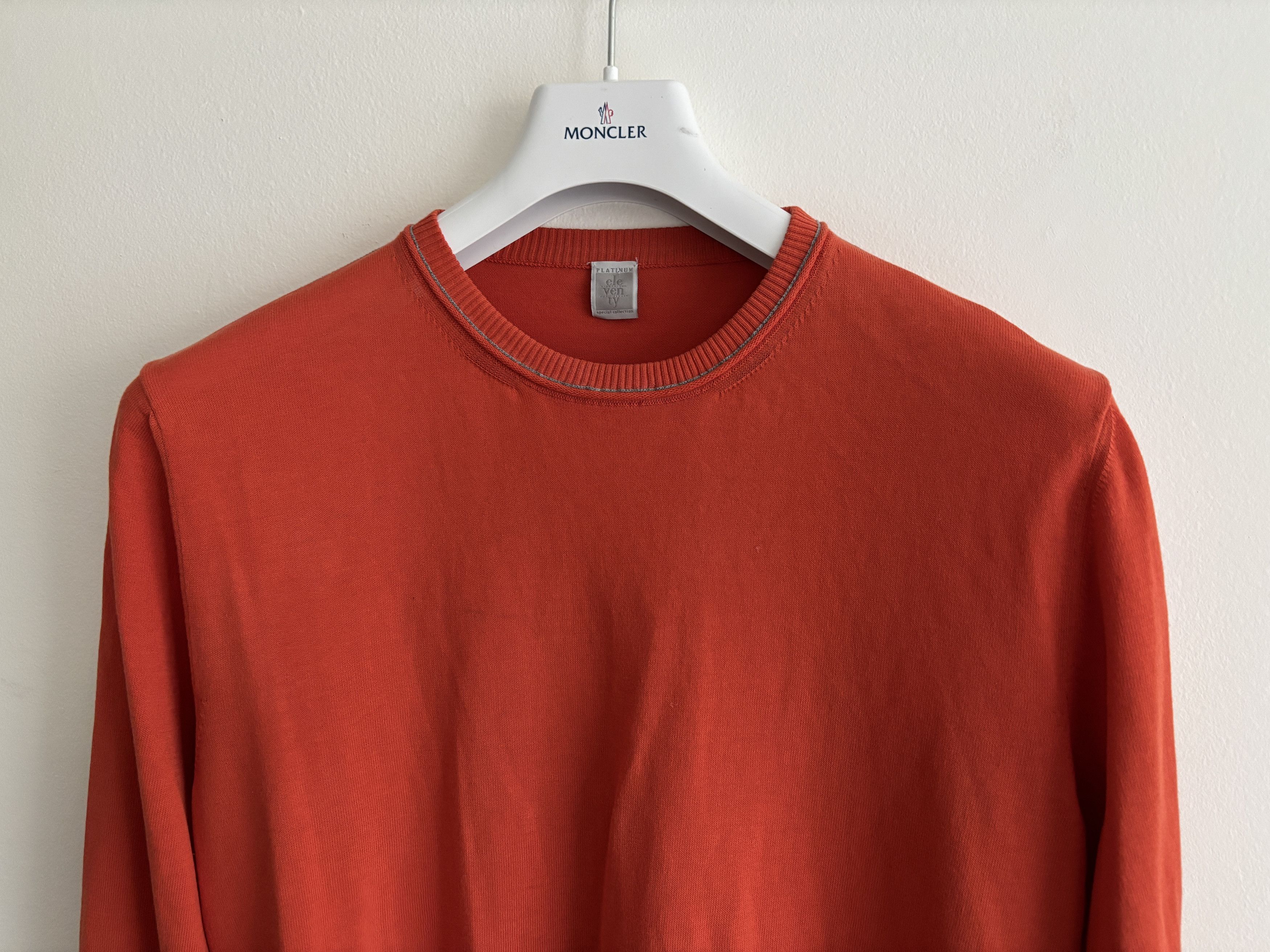 Eleventy $455 Crewneck Slim Fit Cotton Sweater in Orange - Medium Size US L / EU 52-54 / 3 - 2 Thumbnail
