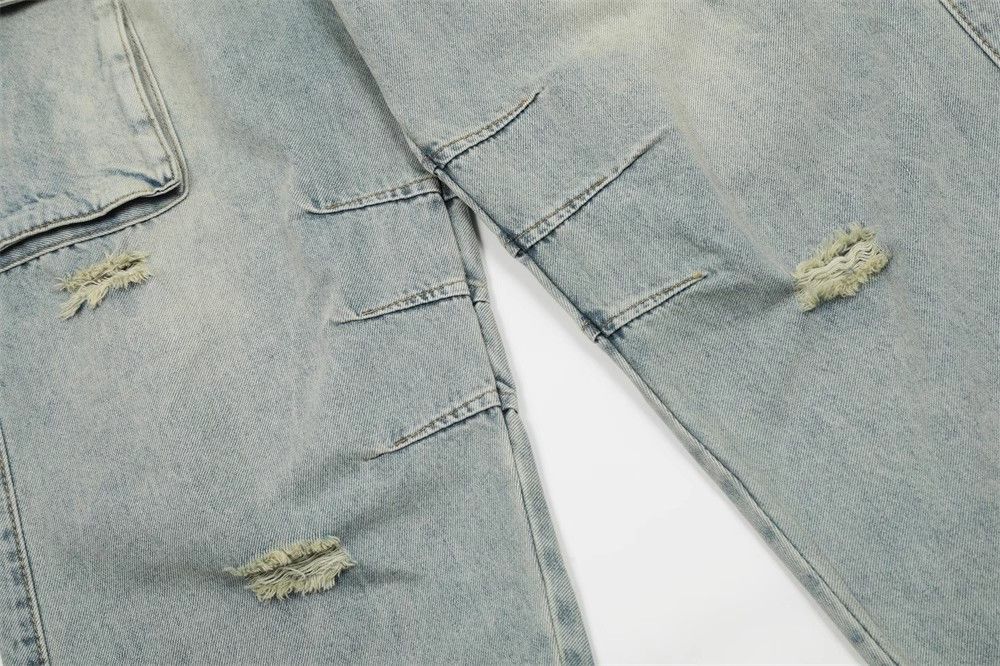 Japanese Brand × Jean Washed men's loose casual multi-pocket ripped work jeans Size US 32 / EU 48 - 6 Thumbnail