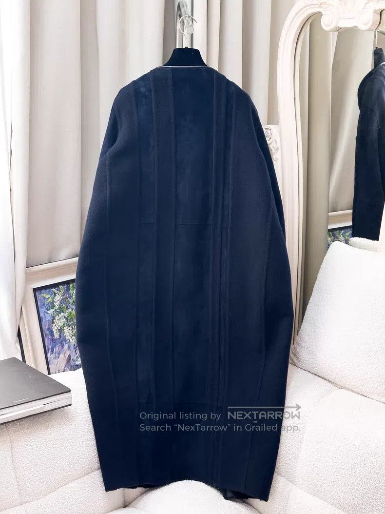 Hermes Hermes Cashmere and Suede Patchwork Dark Blue Long Coat Ja Size XXS / US 00 / IT 34 - 2 Thumbnail