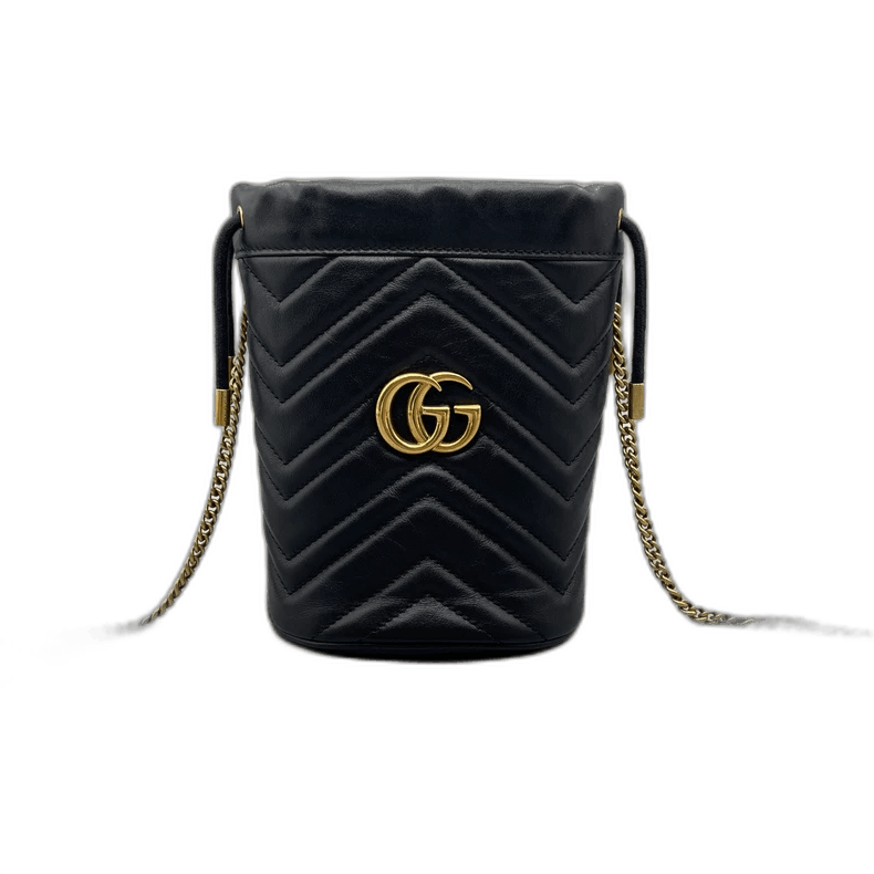 Gucci Marmont Bucket Bag With Chain Strap in Black, Men's