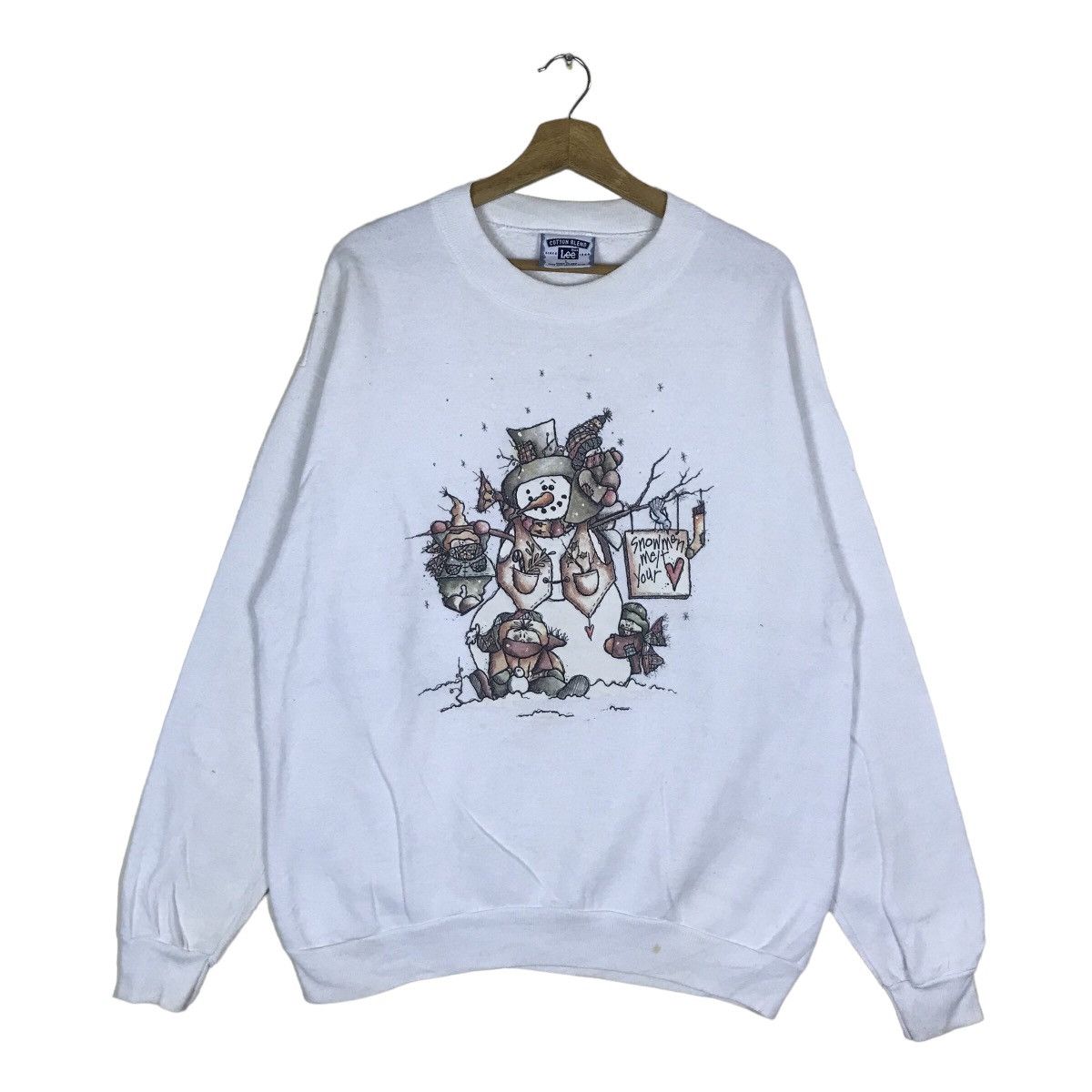 Lee Vintage Lee Cotton Blend Snowman Graphic Pullover Jumper Size US L / EU 52-54 / 3 - 1 Thumbnail