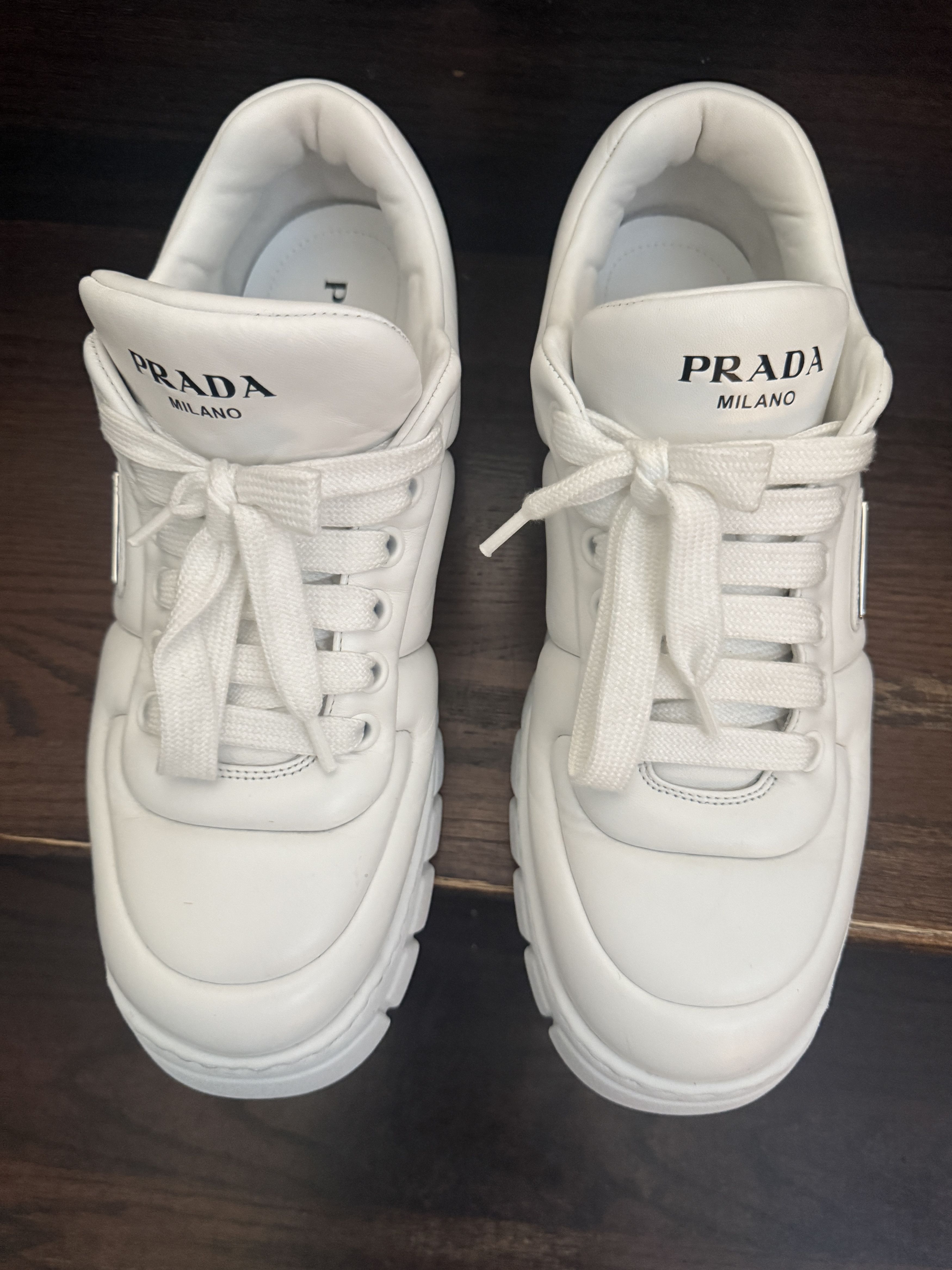 Prada Padded Nappa Leather Sneakers White Size 12 UK/13 US Size US 13 / EU 46 - 4 Thumbnail