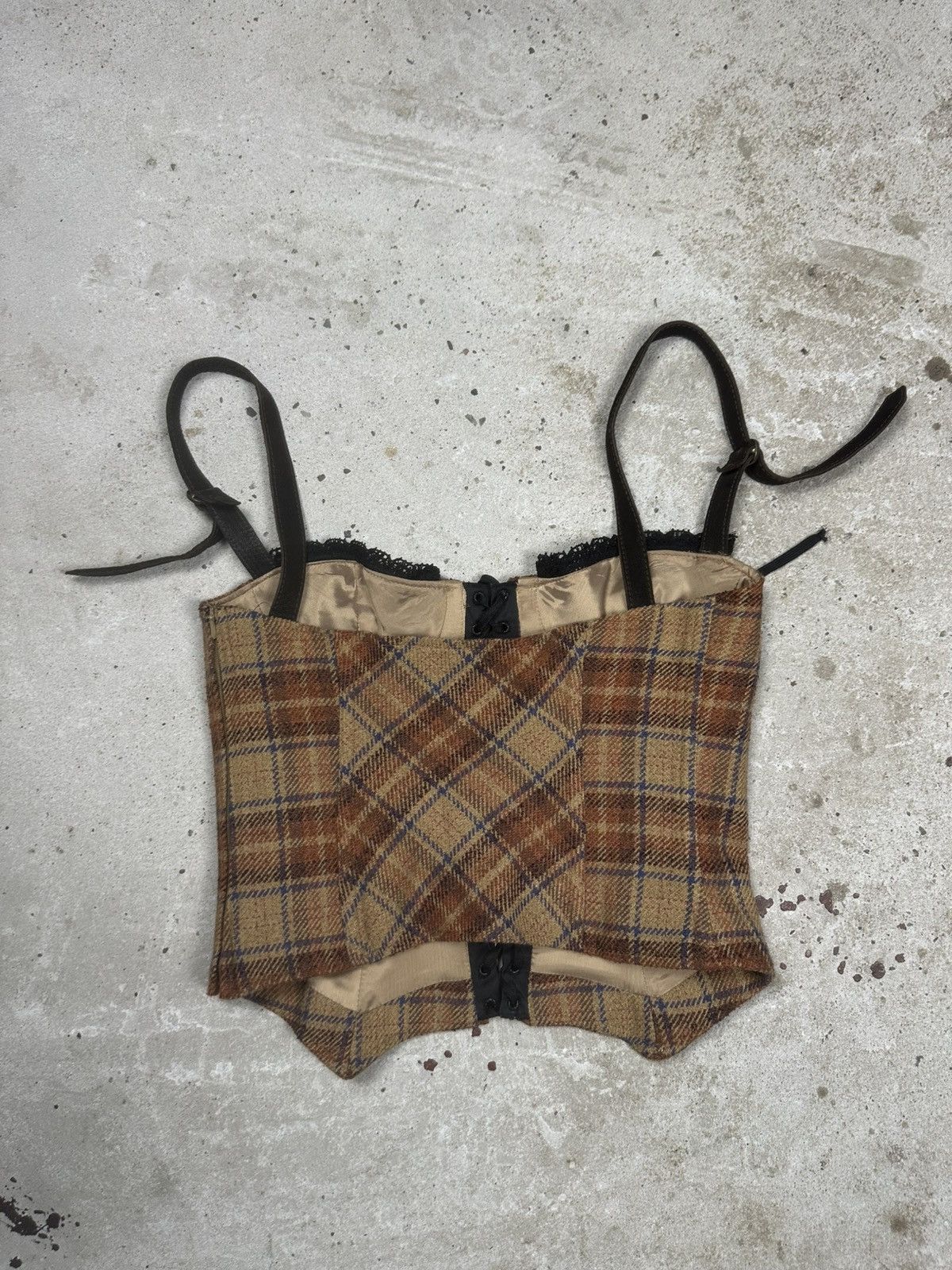 Dolce & Gabbana Dolce & Gabbana FW 2002 Wool Brown Tartan Runway Corset Size S / US 4 / IT 40 - 3 Thumbnail