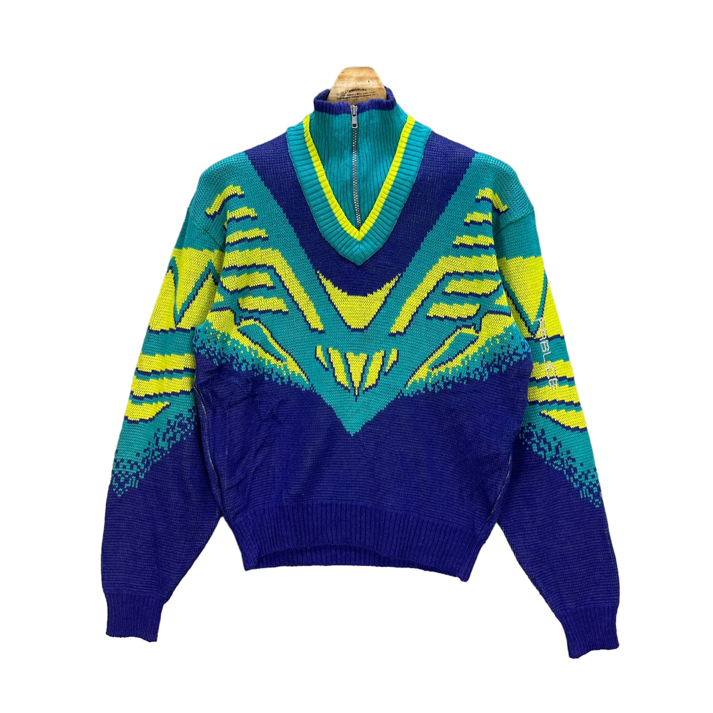 image of Coloured Cable Knit Sweater x Vintage Fablice Colorful Knitted Sweater 8119-202, Men's (Size Large)