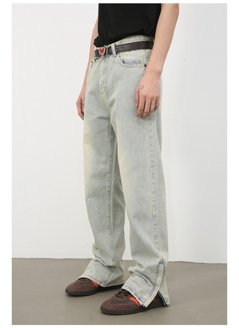 Vintage American street men's loose distressed retro zipper jeans Size US 32 / EU 48 - 4 Thumbnail