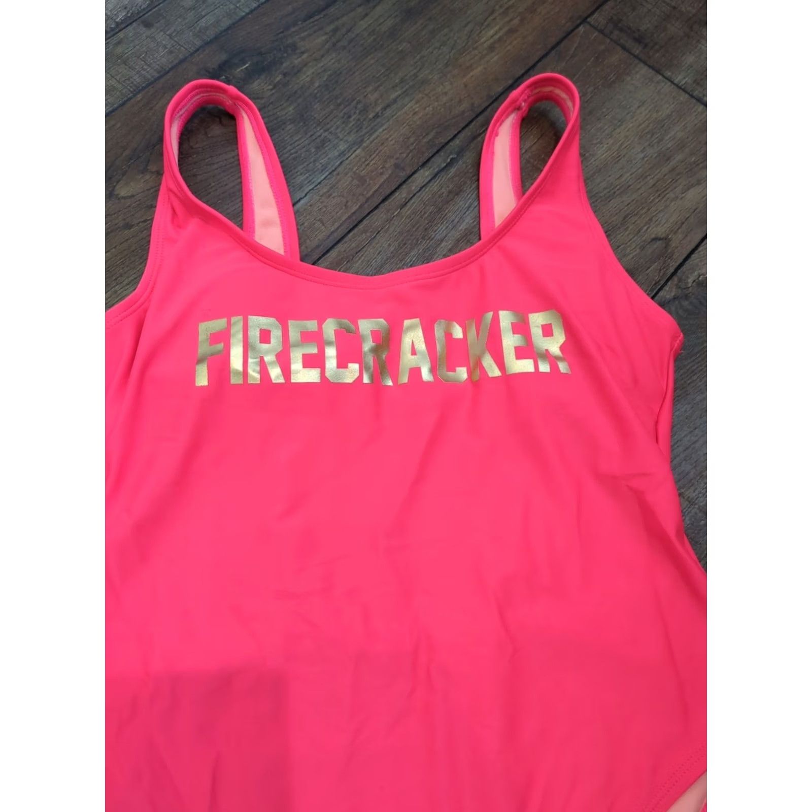 Vintage Xhilaration One-Piece Bathing Suit Women L Red Neon Coral Firecracker Size L / US 10 / IT 46 - 2 Thumbnail