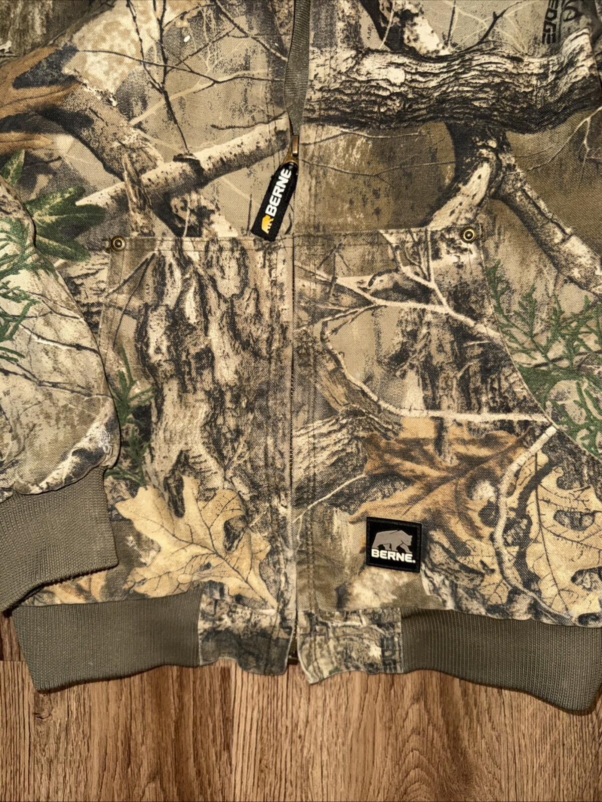 United Colors Of Benetton Berne Jacket Youth Lrg Camo Lined Zip Hunting Realtree Hood Size US L / EU 52-54 / 3 - 4 Thumbnail
