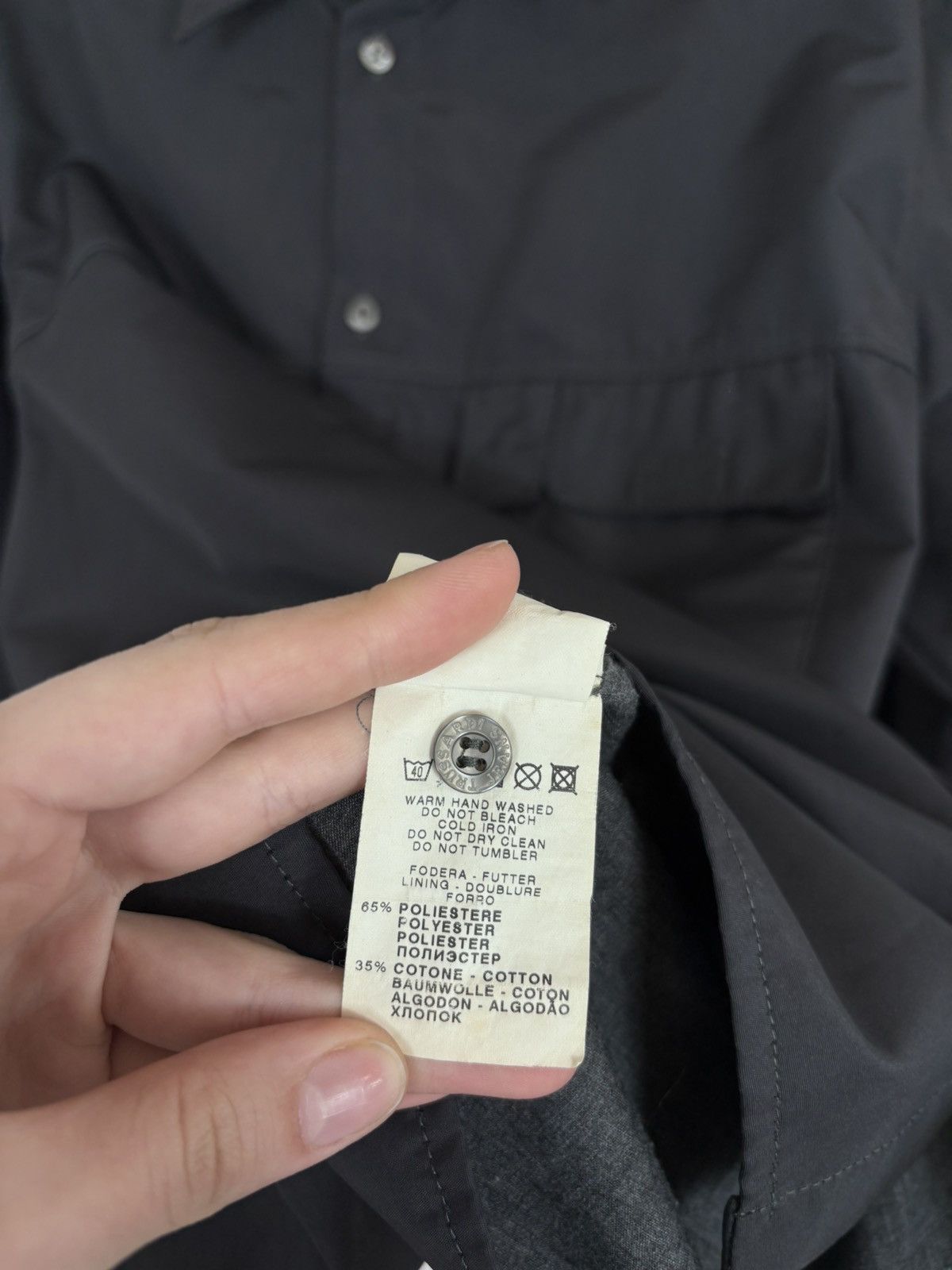 Trussardi Vintage Trussardi Jeans Men’s Navy Grey Long Sleeve Shirt Size US L / EU 52-54 / 3 - 14 Thumbnail