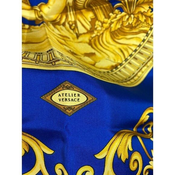 Versace Vintage 90s Gianni Versace Blue Gold Greek Roman Goddess The Size ONE SIZE - 2 Thumbnail