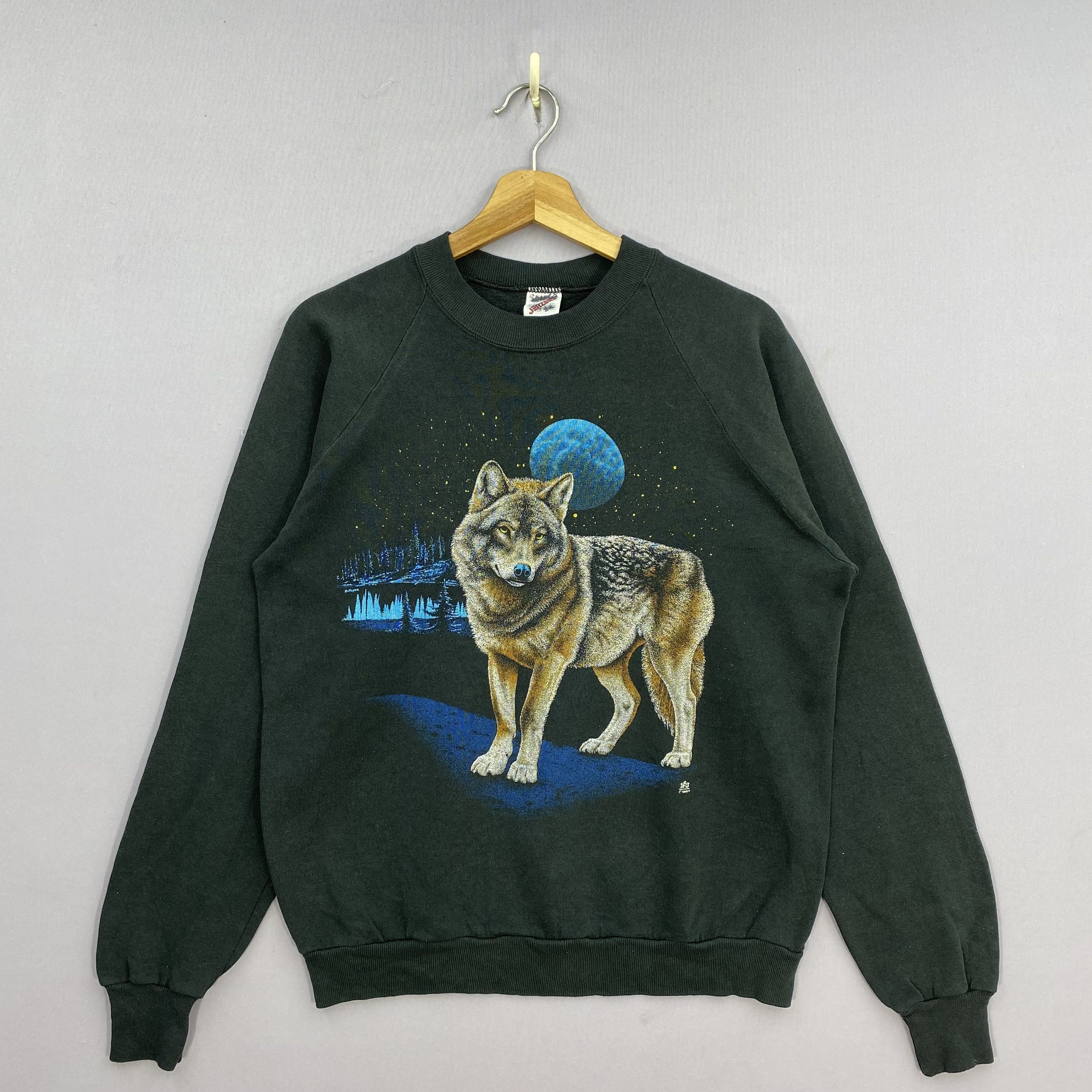 Vintage Vintage 80s Wolf Jerzees Sweatshirt Kanye West Pullover USA Size US M / EU 48-50 / 2 - 2 Thumbnail