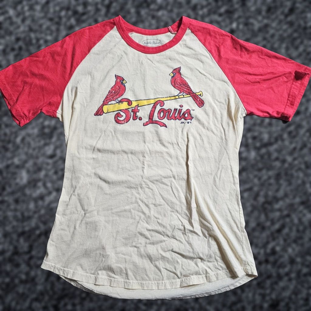 MLB Majestic MLB St Louis Cardinals T Shirt Beige L Double-Sided Unisex Adults VINTAGE? Size US L / EU 52-54 / 3 - 1 Thumbnail