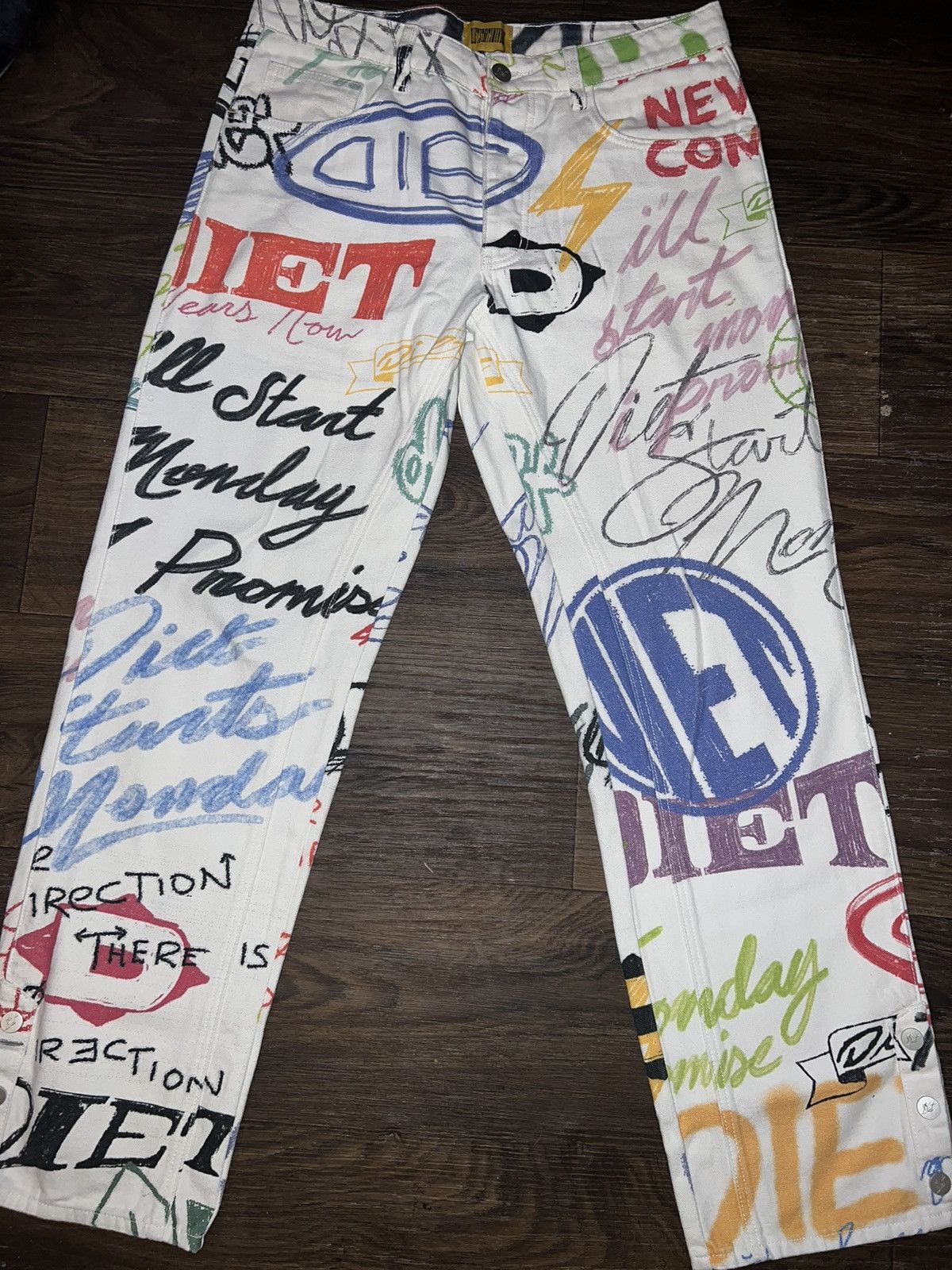 image of Diet Starts Monday Graffiti Denim in White, Men's (Size 34)