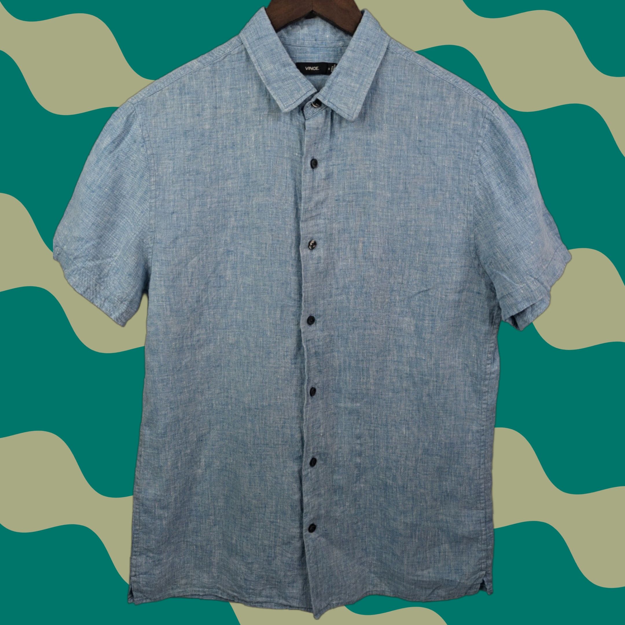 Vince Vince Shirt Mens Size Medium Blue Linen Short Sleeve Button-Up Casual Workwear All Seasons Size US M / EU 48-50 / 2 - 1 Thumbnail