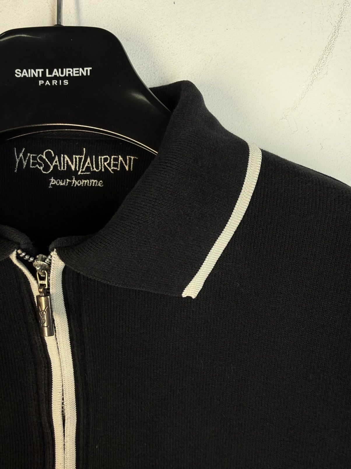 Yves Saint Laurent 90s YSL Sweatshirt 1/4 Quarter Zip Black Vintage Sweater Size US XXL / EU 58 / 5 - 14 Thumbnail