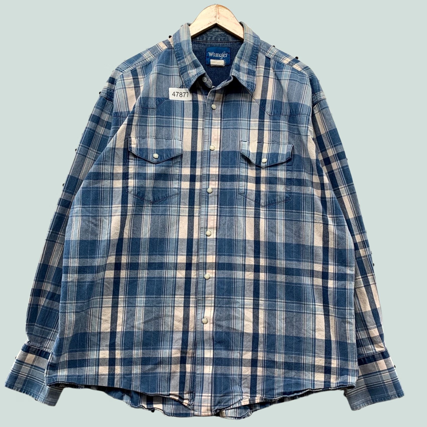Wrangler VINTAGE Wrangler Western Snap Shirt Mens XL Blue Plaid Denim Chambray Wrangler Western Snap Shirt XL Blue Plaid Denim Chambray Mens Size US XL / EU 56 / 4 - 1 Thumbnail
