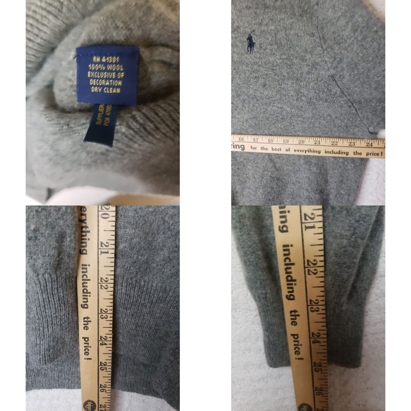 Polo Ralph Lauren Polo Ralph Lauren Sweater Mens XL Gray Wool V Neck Pullover Sweatshirt Size US XL / EU 56 / 4 - 8 Thumbnail