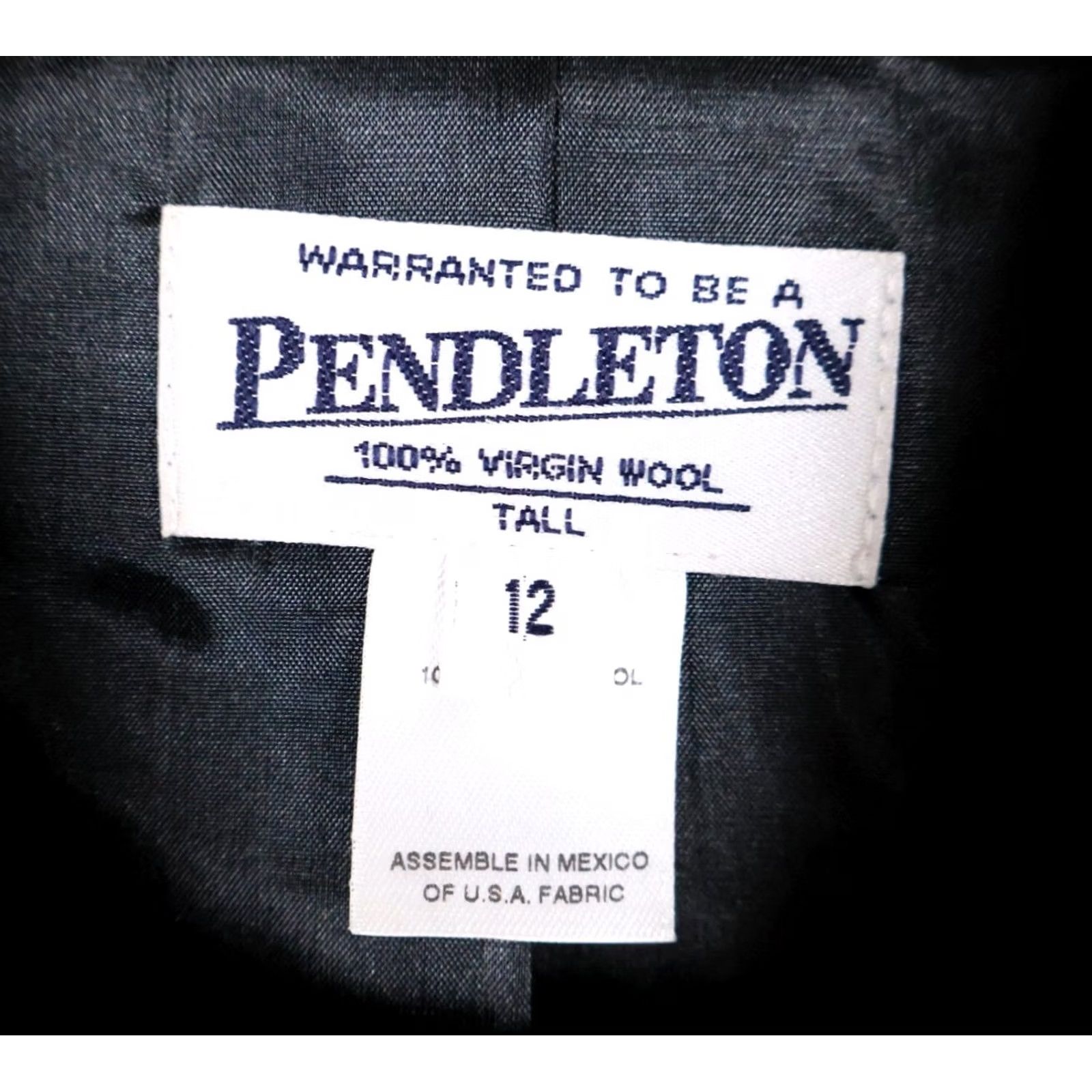 Pendleton VINTAGE Pendleton Blazer Jacket Women 12 Tall Three-Button 100% Wool Black Unworn Tags Short Notch Lapel Mens? Girls? Size L / US 10 / IT 46 - 3 Thumbnail